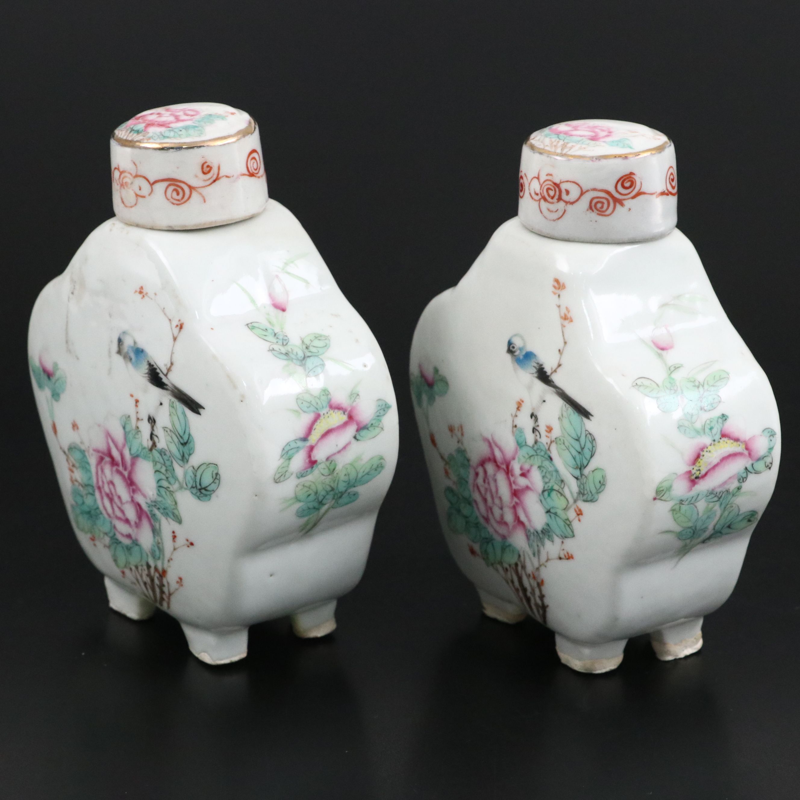 Antique Famille Rose Porcelain Lidded Jars