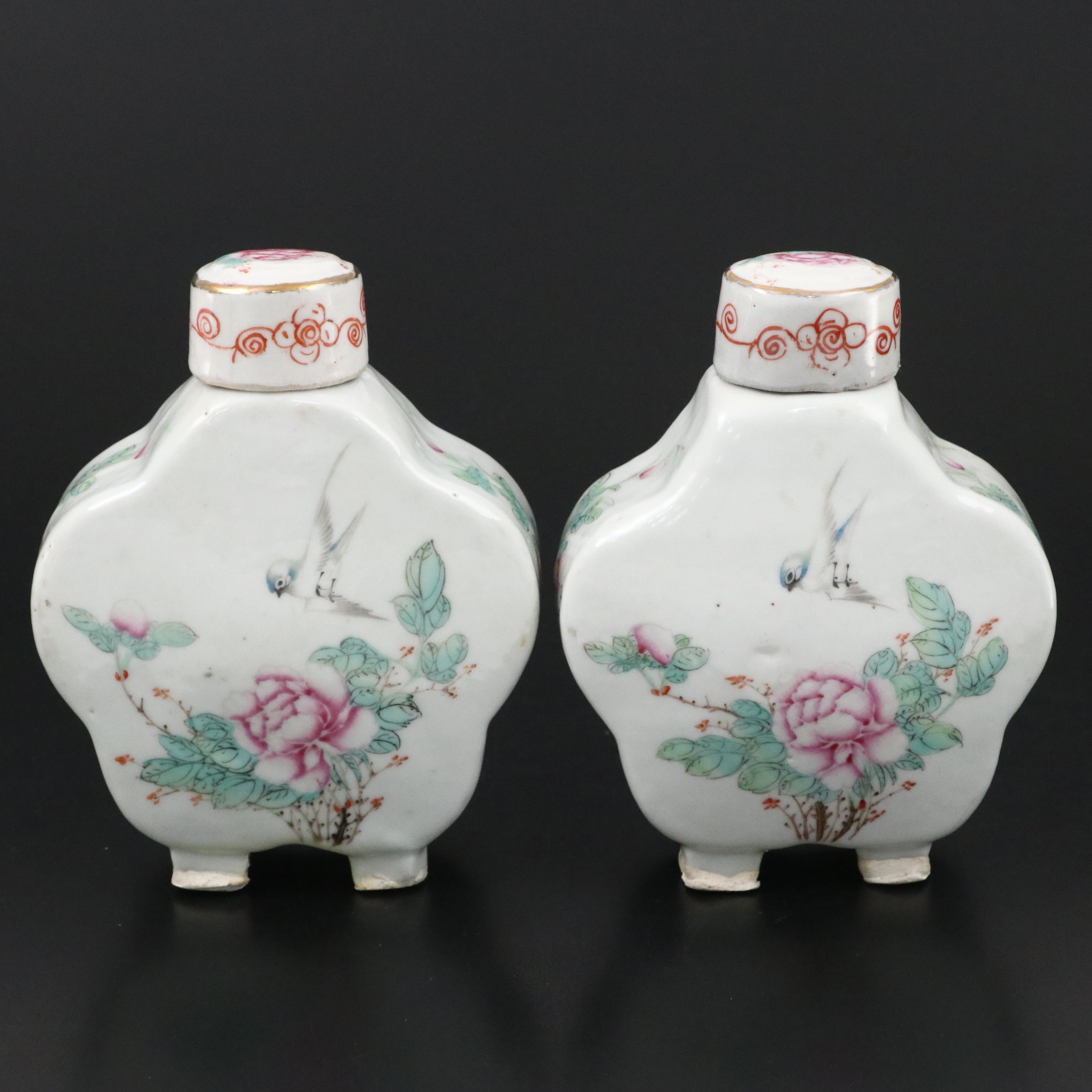Antique Famille Rose Porcelain Lidded Jars