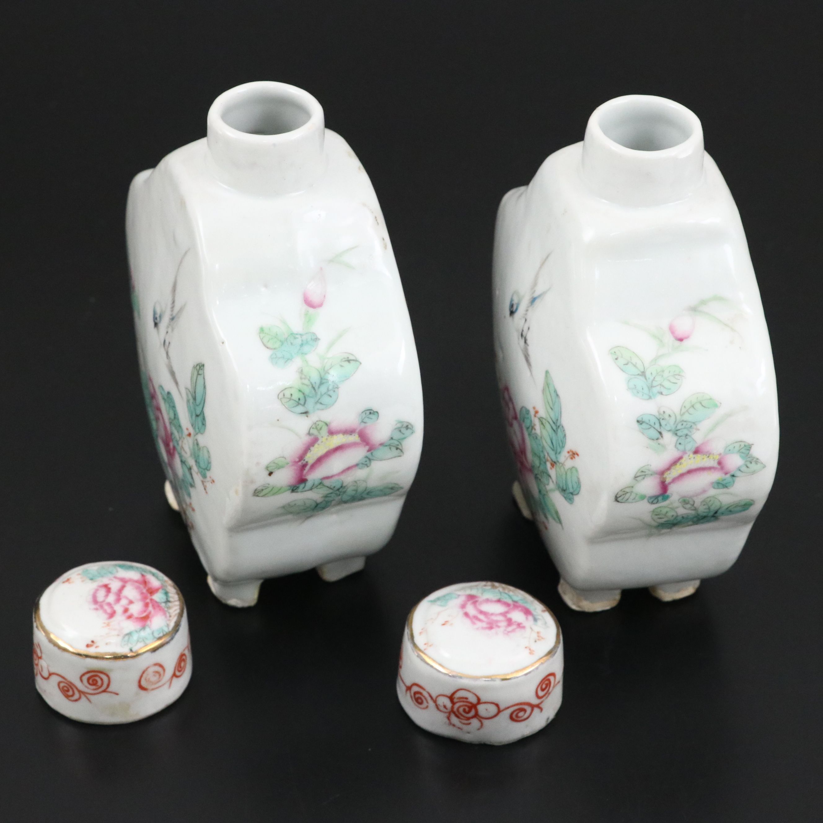 Antique Famille Rose Porcelain Lidded Jars