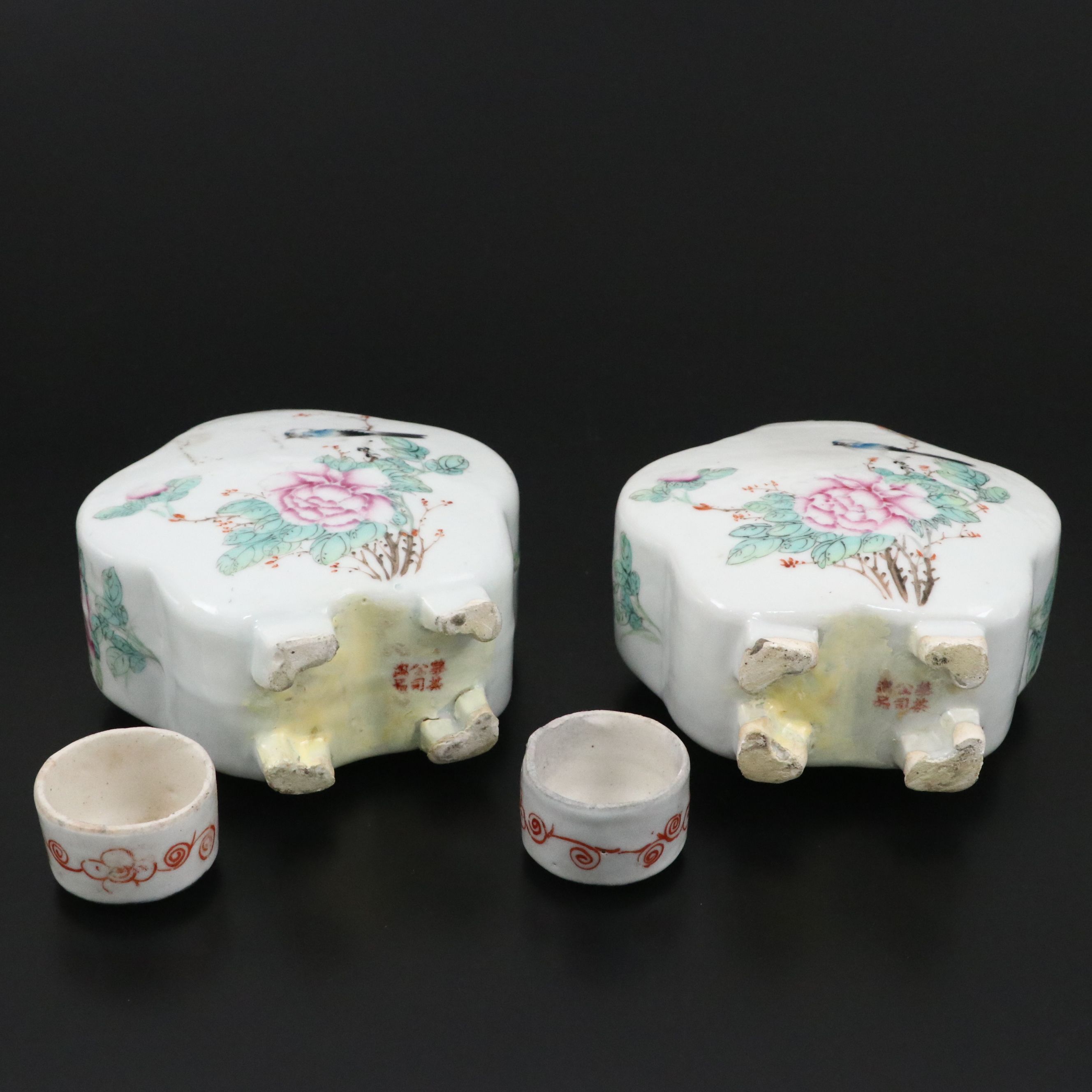 Antique Famille Rose Porcelain Lidded Jars