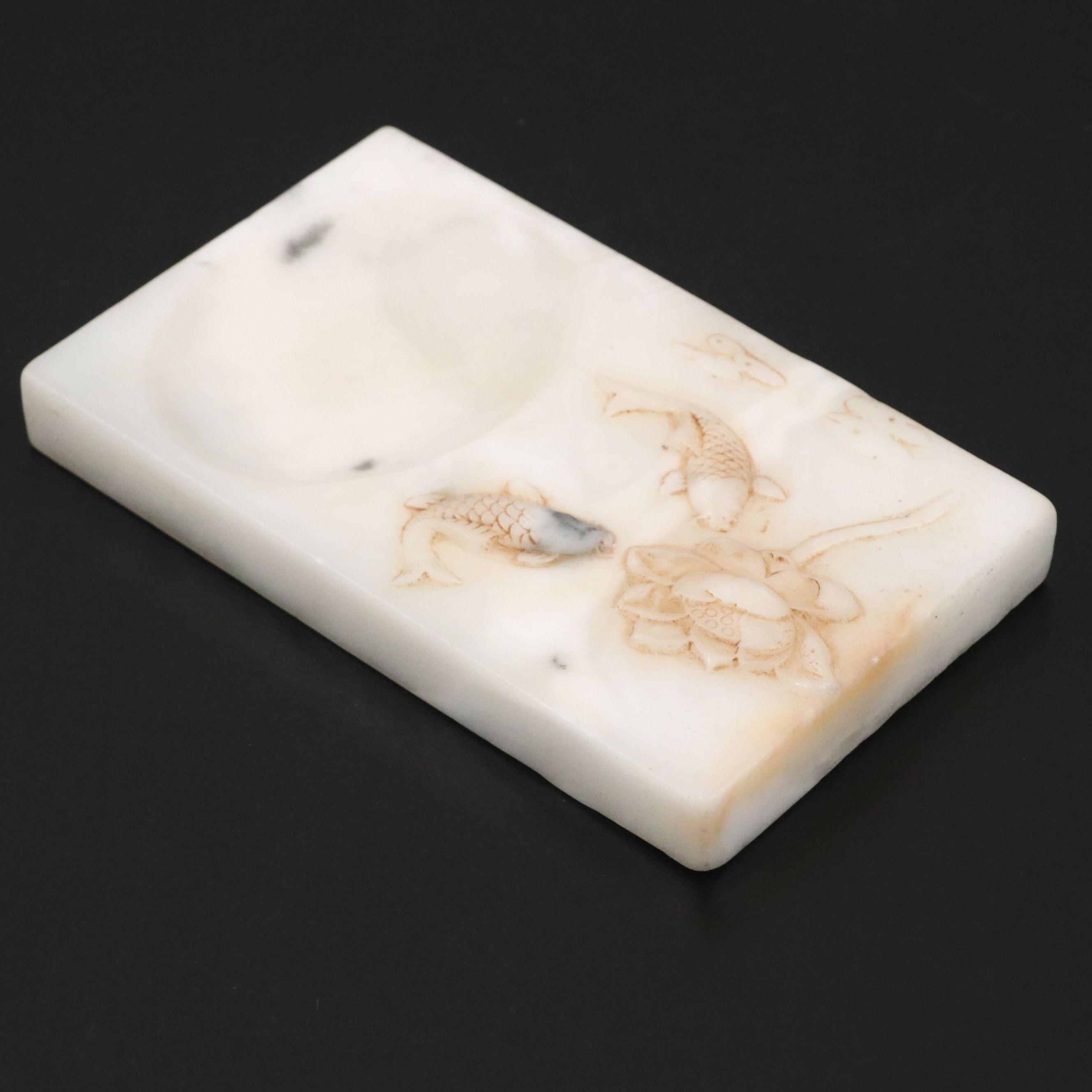 Antique Qing Dynasty Chinese Carved Marble Brush Washer