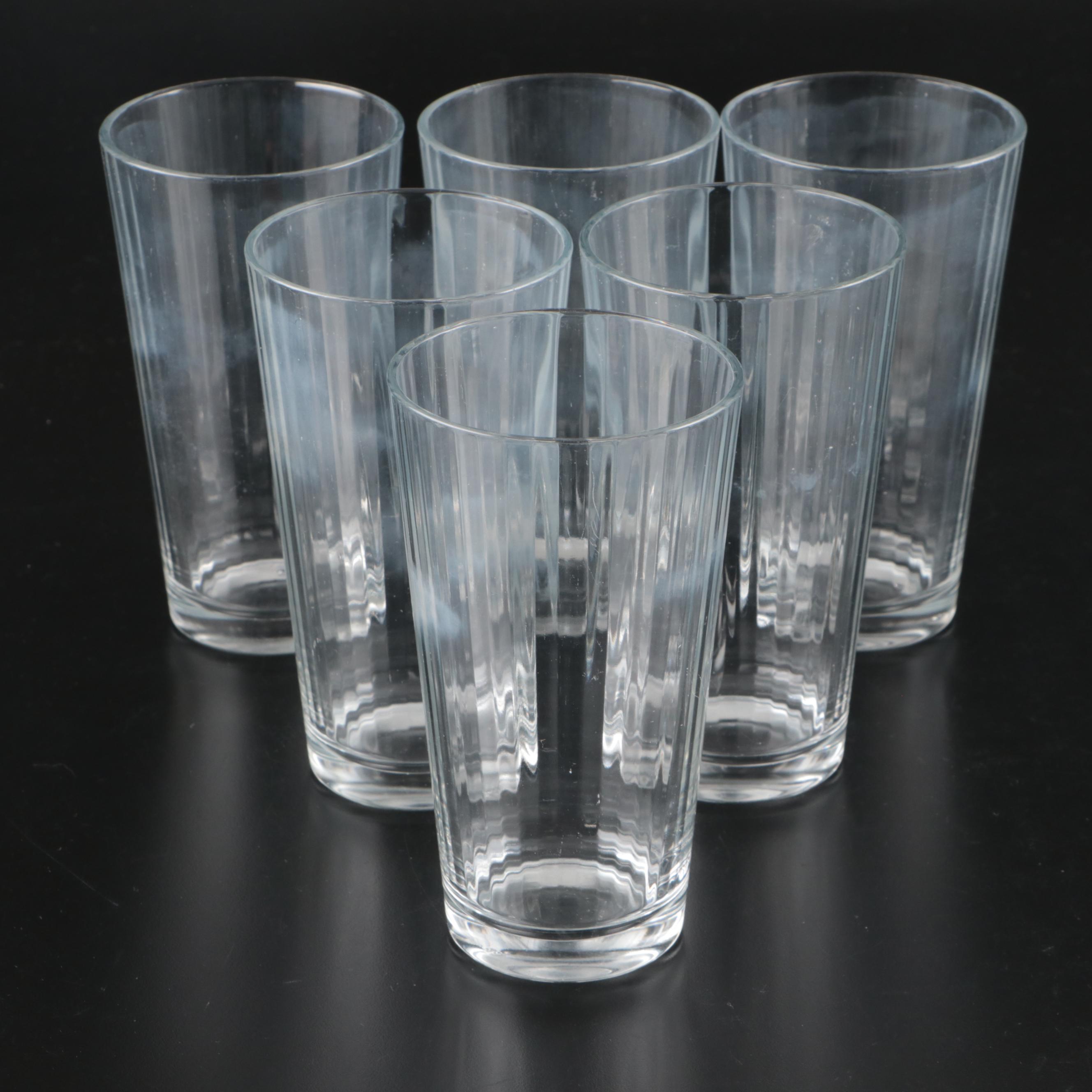 Ribbed Clear Glass Pint and Cocktail Glasses