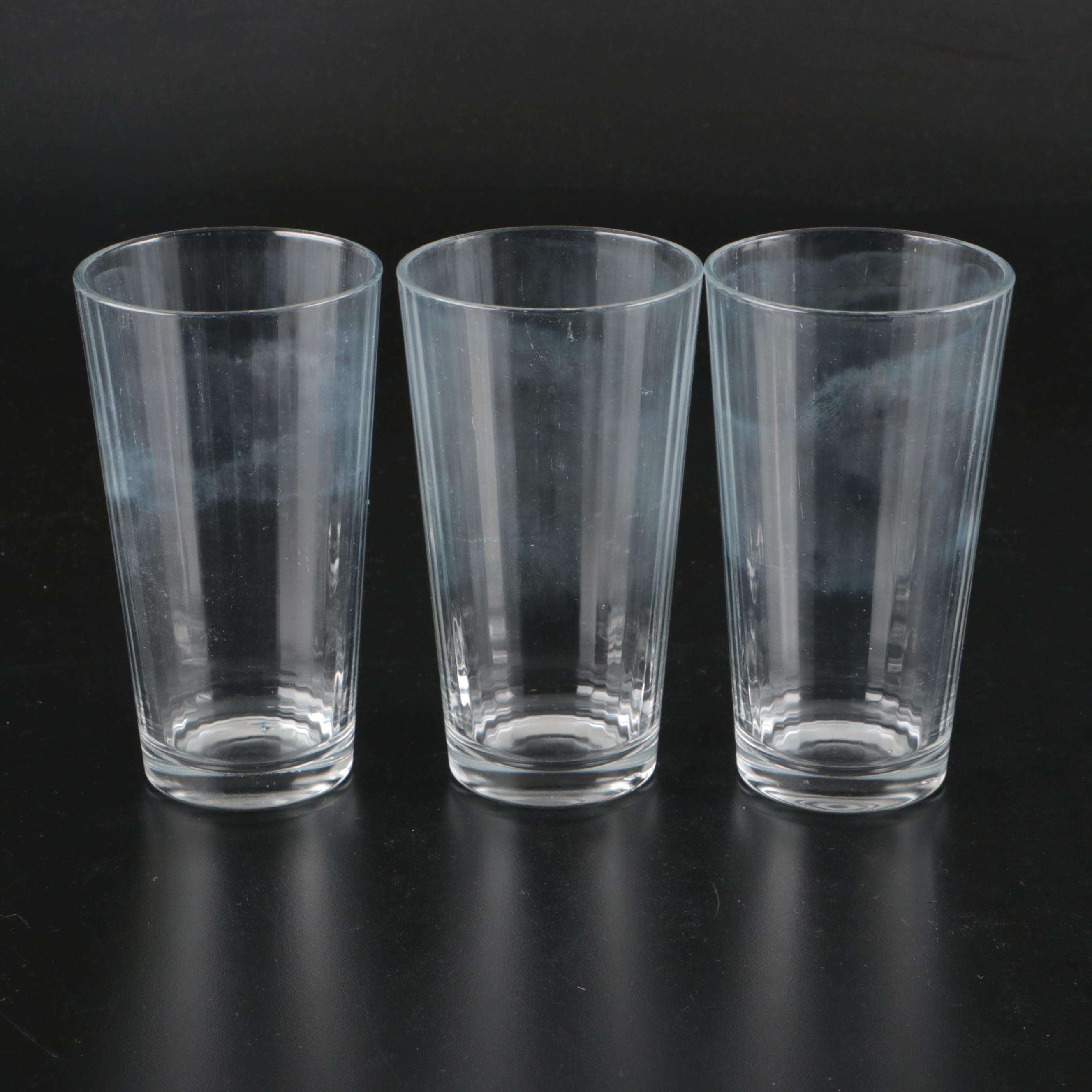Ribbed Clear Glass Pint and Cocktail Glasses
