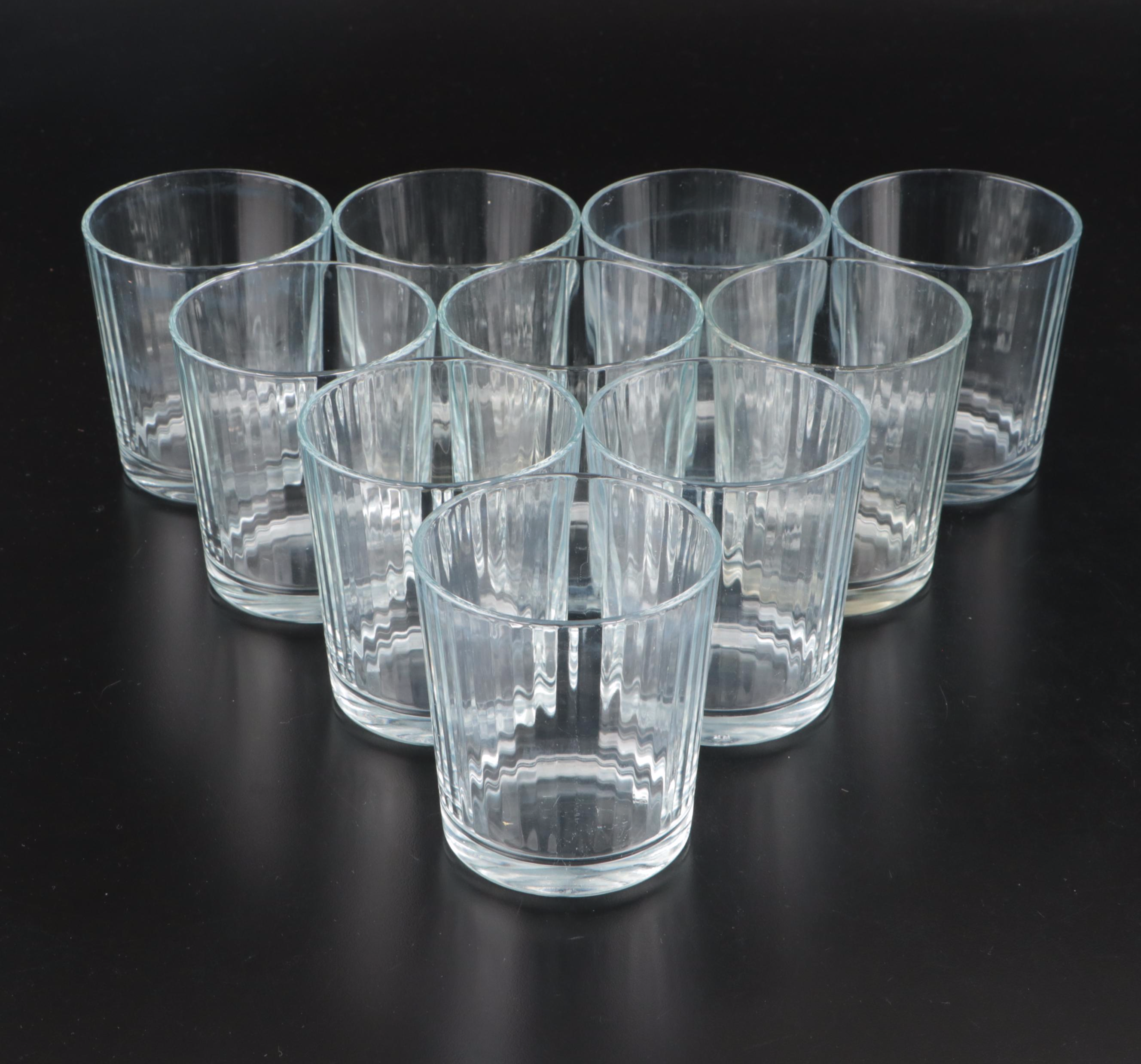 Ribbed Clear Glass Pint and Cocktail Glasses