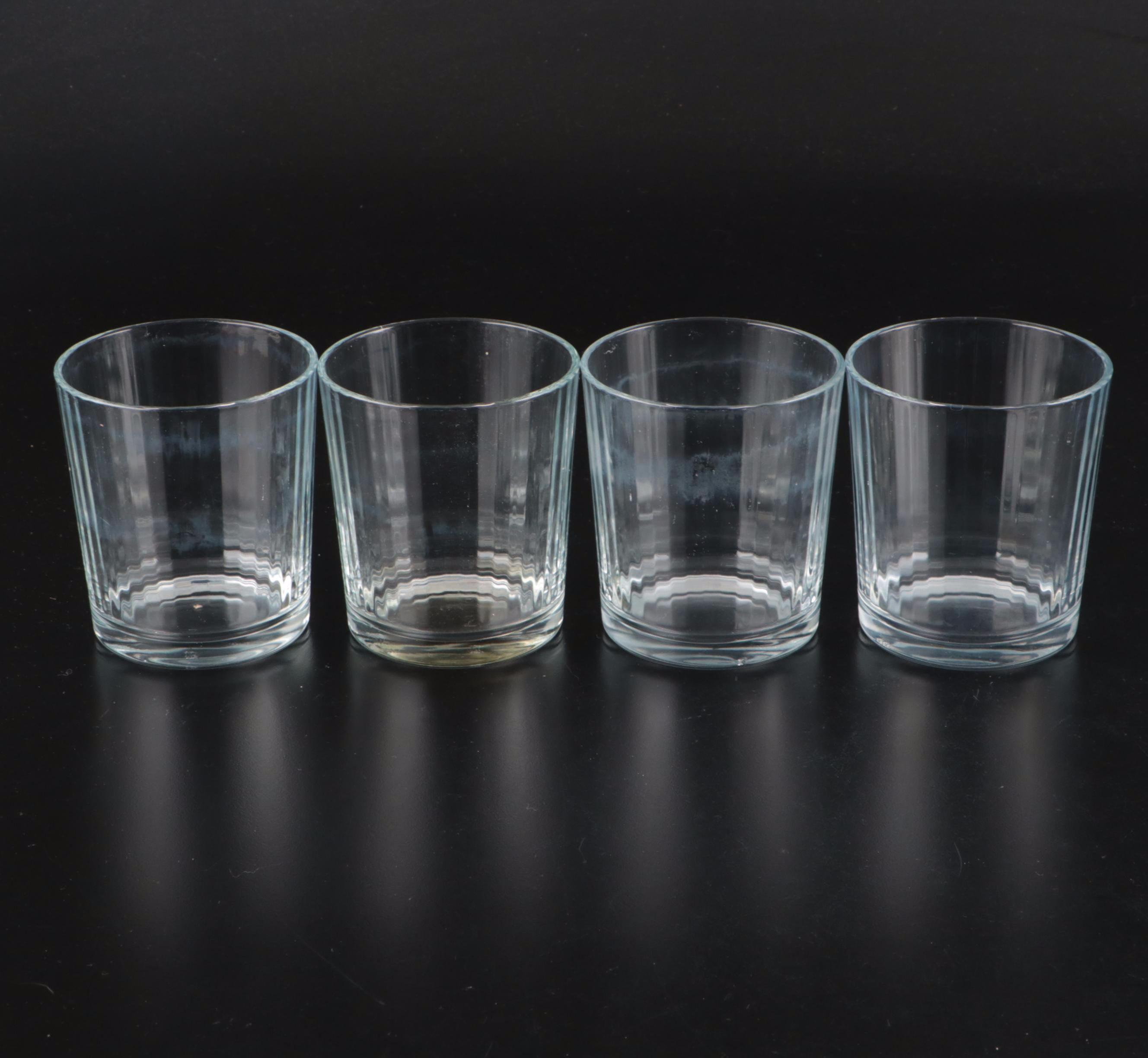 Ribbed Clear Glass Pint and Cocktail Glasses
