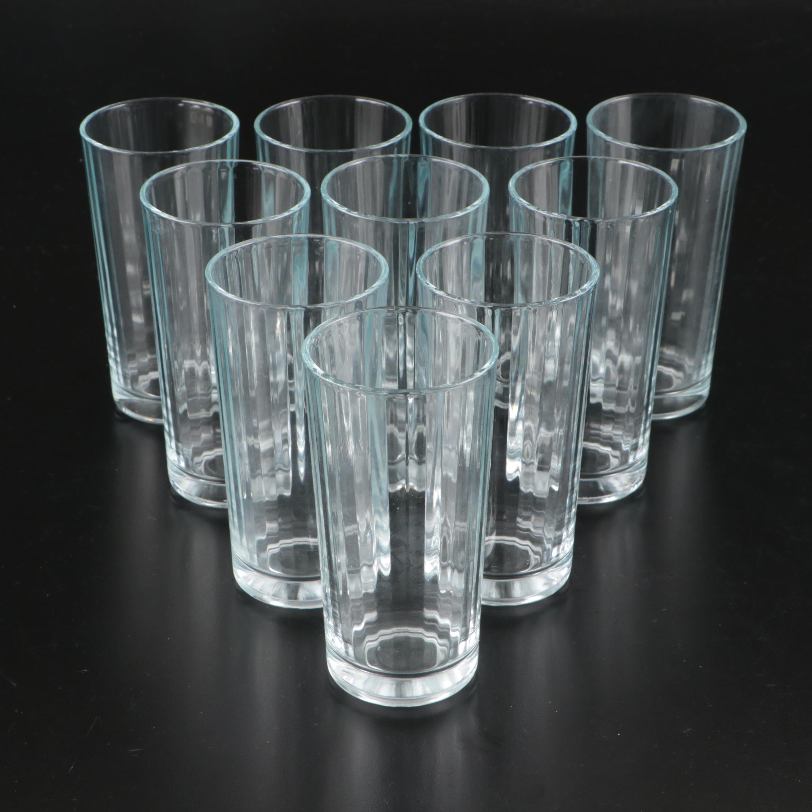 Ribbed Clear Glass Pint and Cocktail Glasses