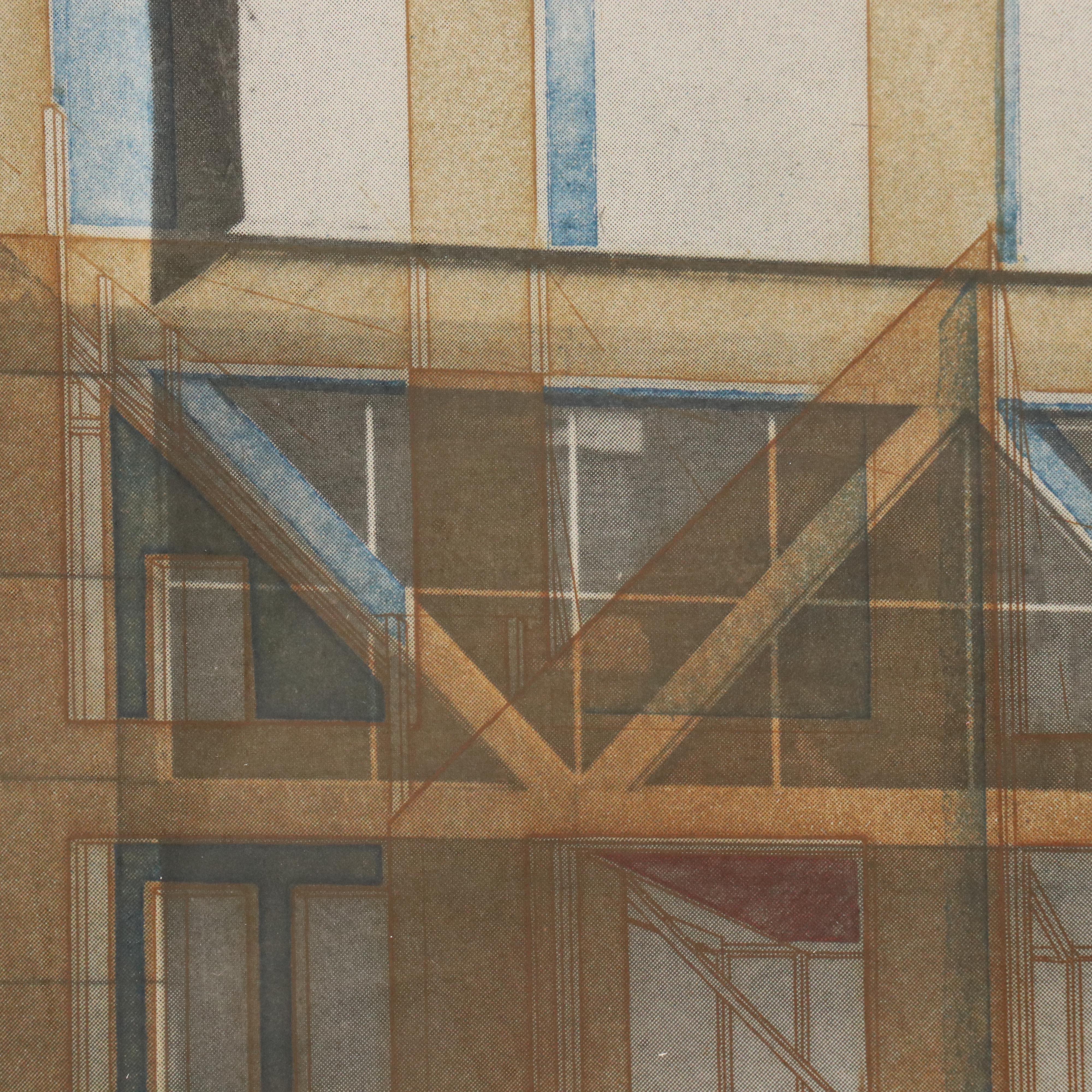 Mel Charney Architectural Aquatint Etching "A Chicago Construction"