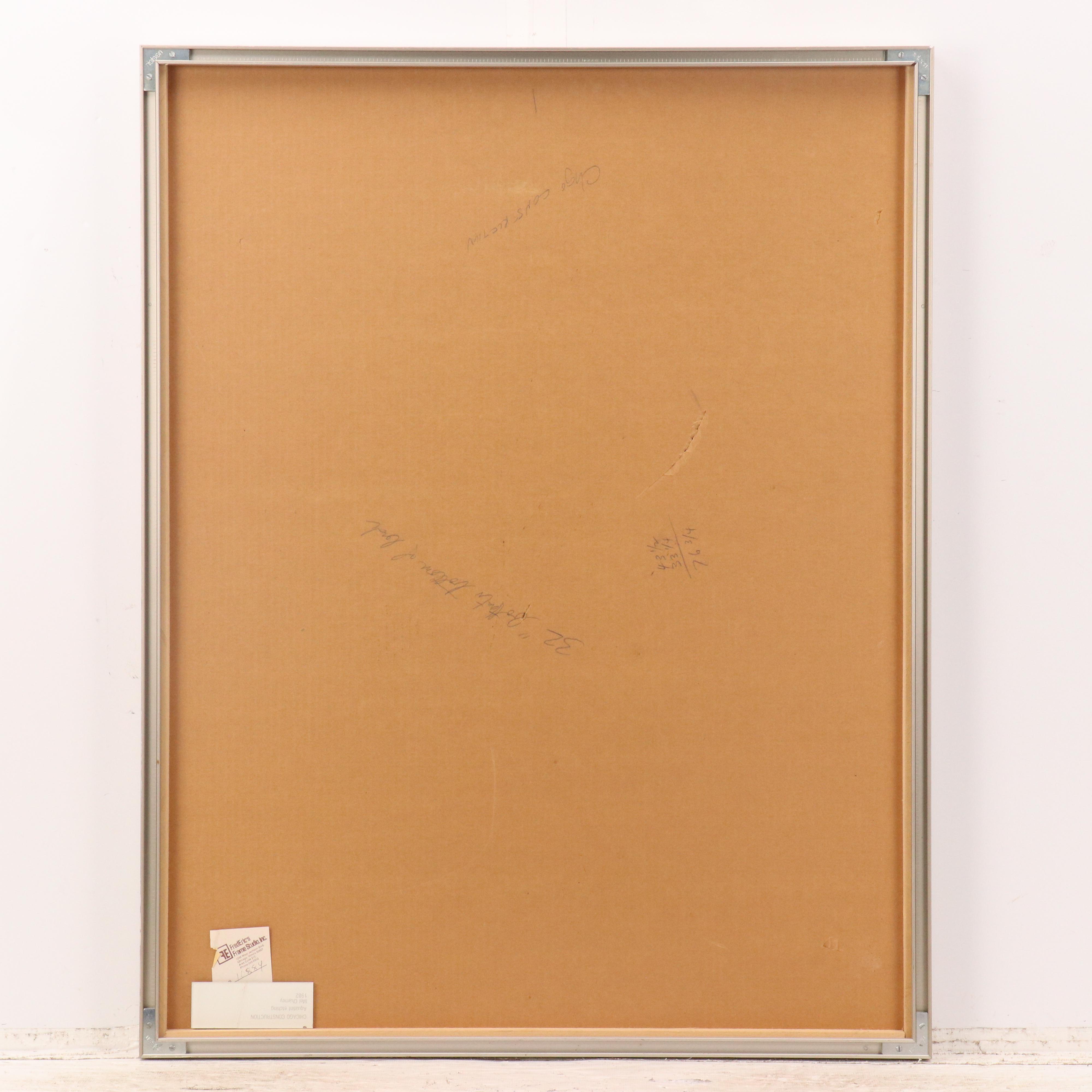 Mel Charney Architectural Aquatint Etching "A Chicago Construction"