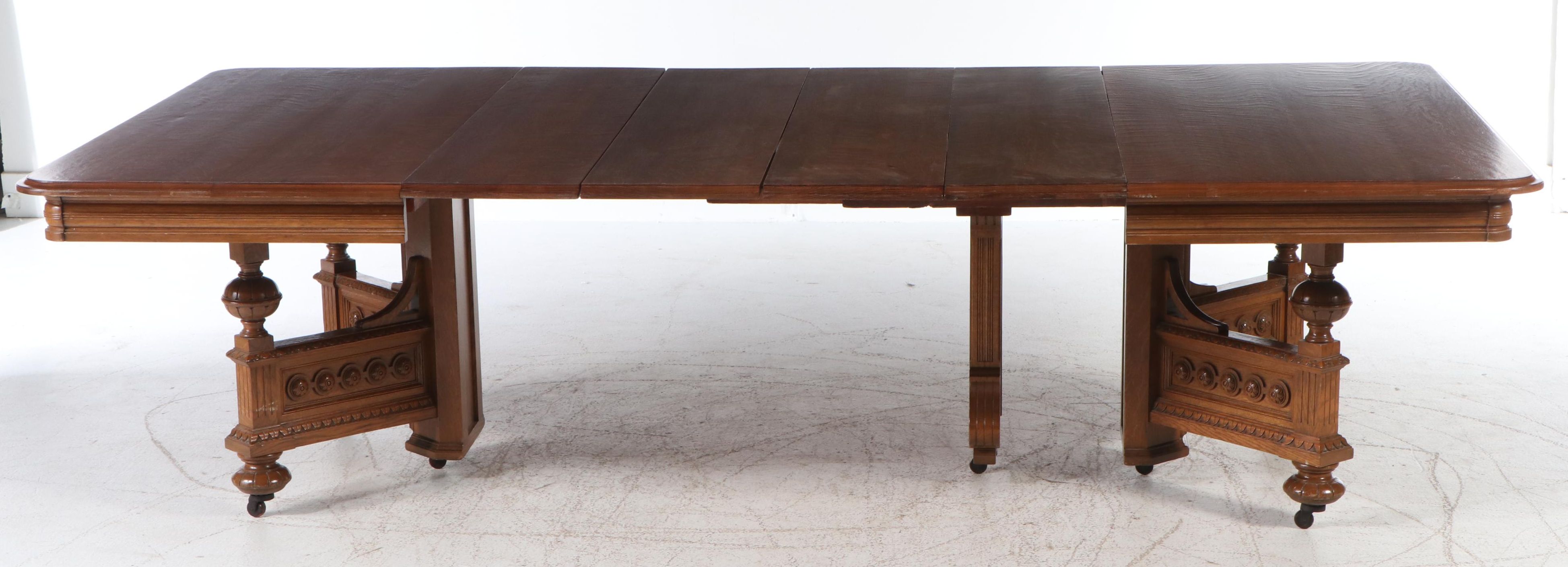 Seven-Piece Gothic Revival Style Oak Dining Set, Late 19th/Early 20th Century