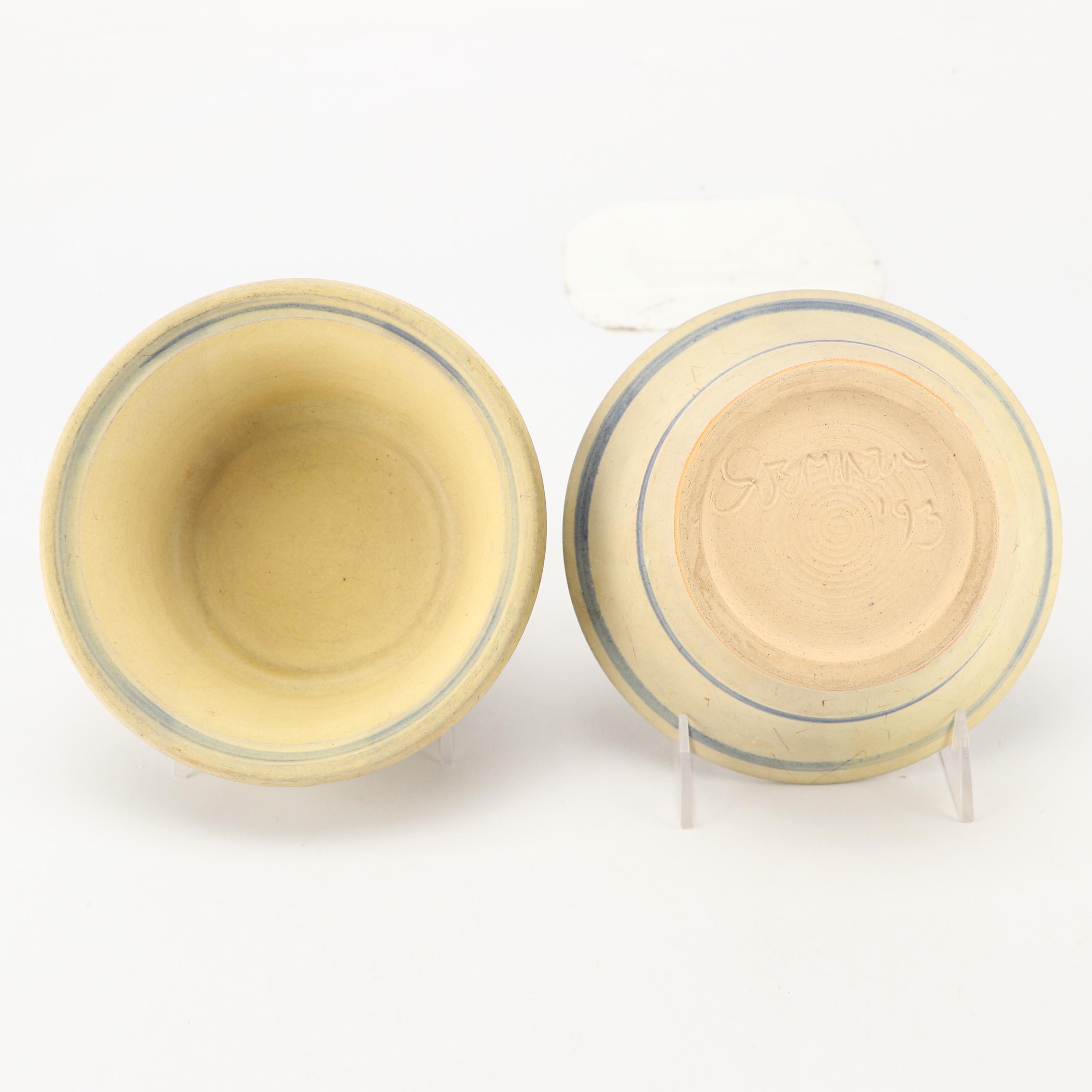 Artisan Signed Pottery Mixing and Serving Bowls