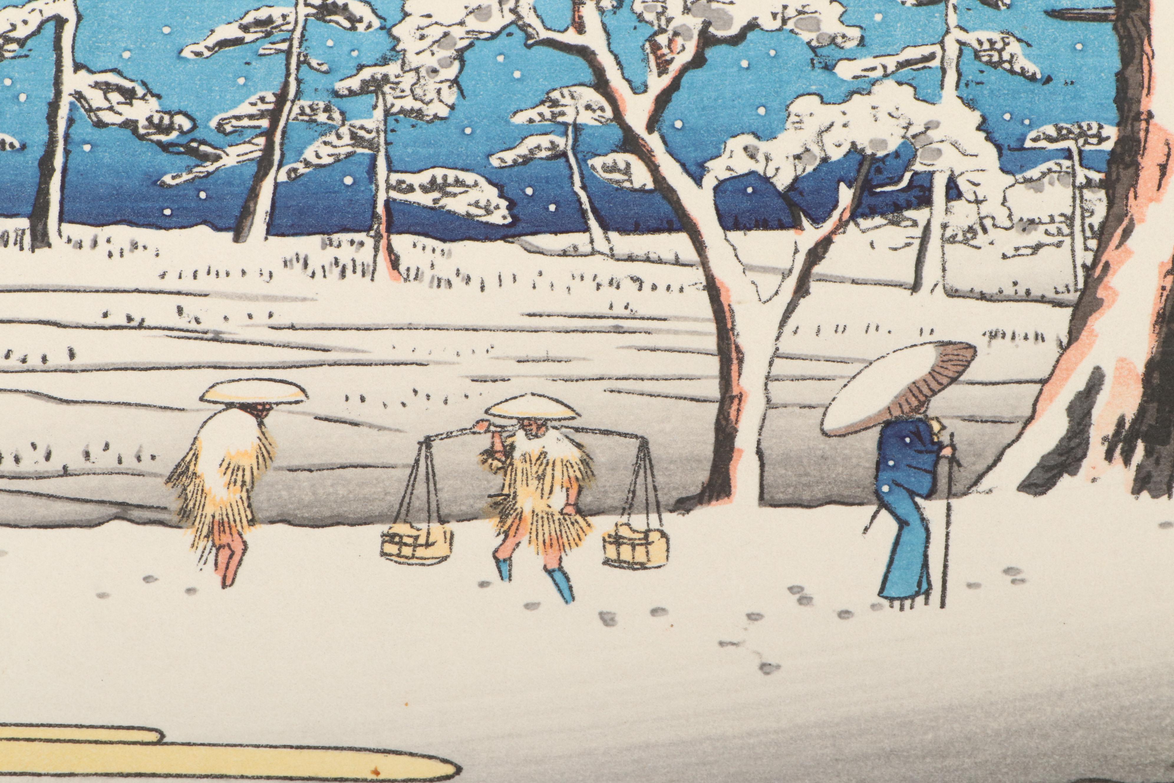 After Utagawa Hiroshige Reprint Woodblock "Scene of Sumida River Embankment"