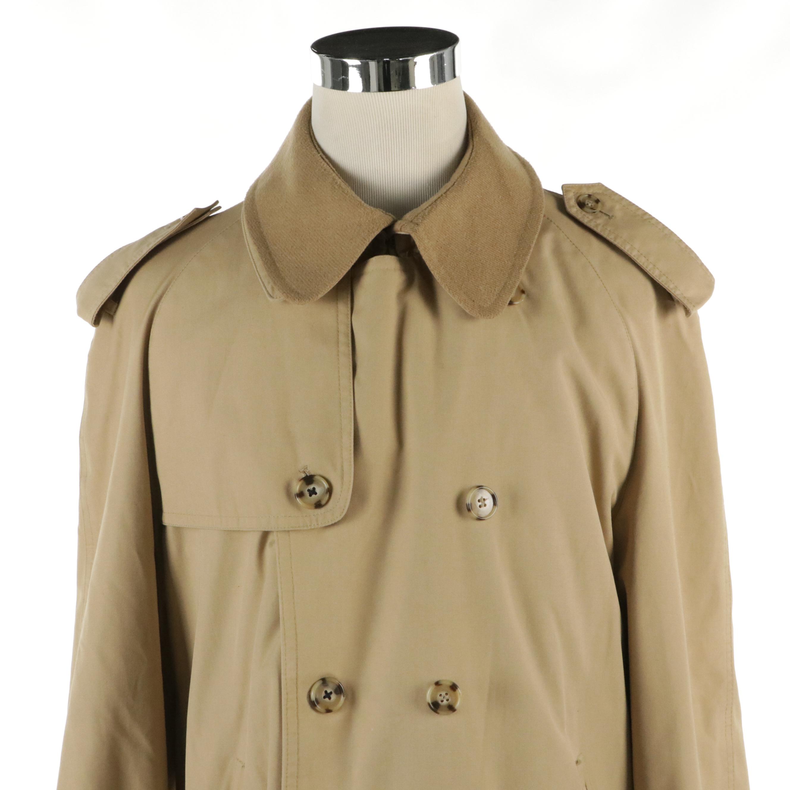 Men's Coburne Square Wool-Lined Khaki Cotton Trench Coat