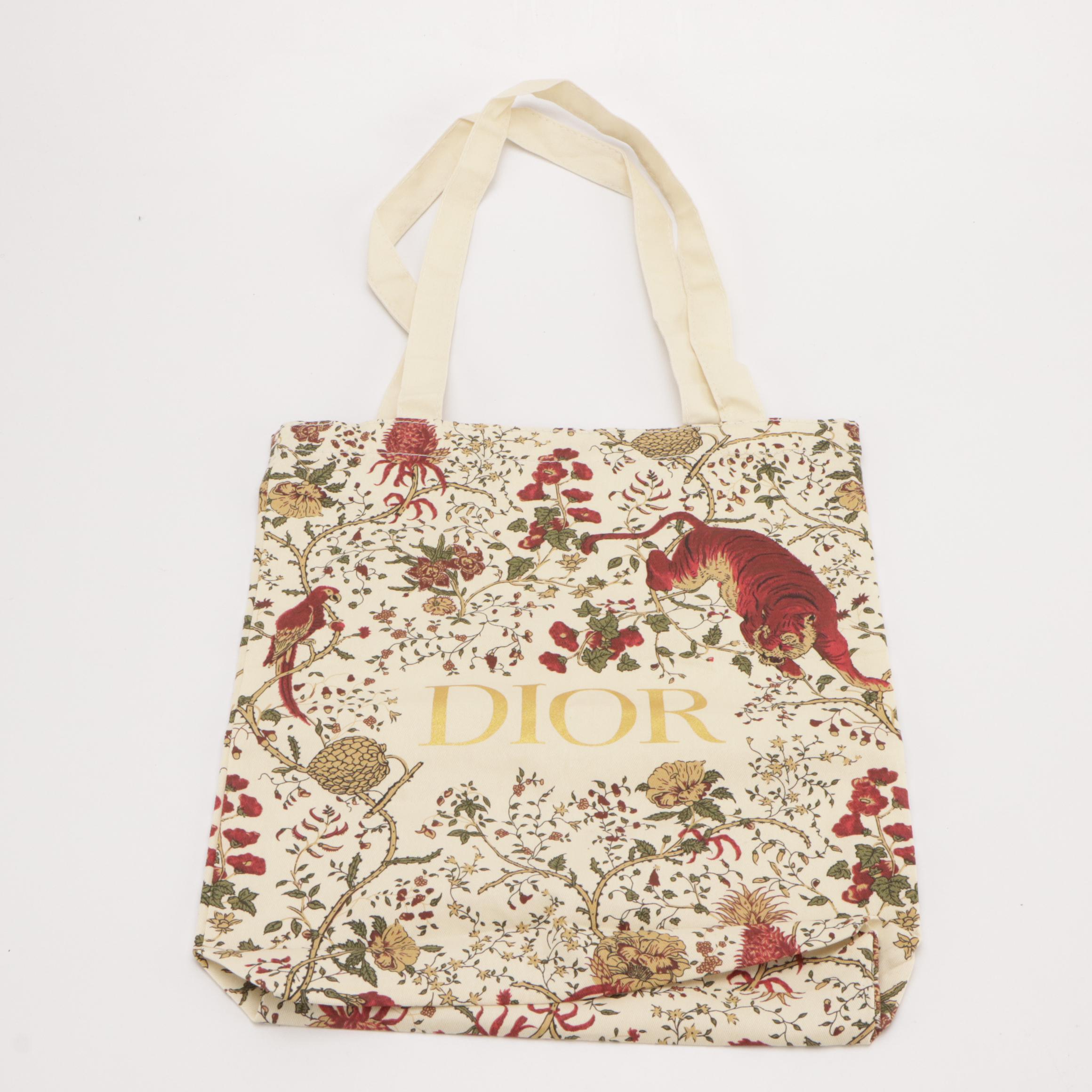 Christian Dior Beauté Promotional Tiger Pattern Tote in Cotton Canvas