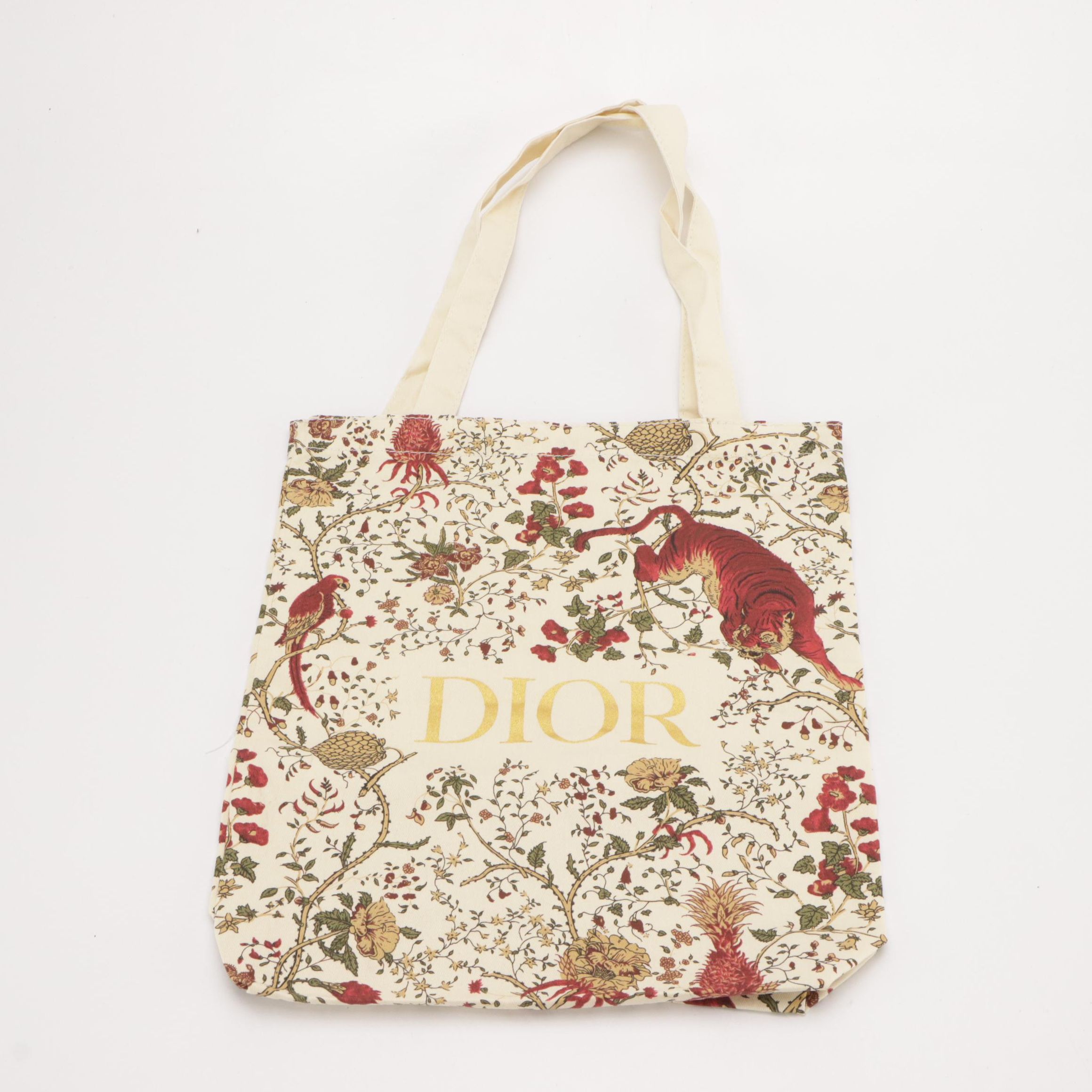 Christian Dior Beauté Promotional Tiger Pattern Tote in Cotton Canvas