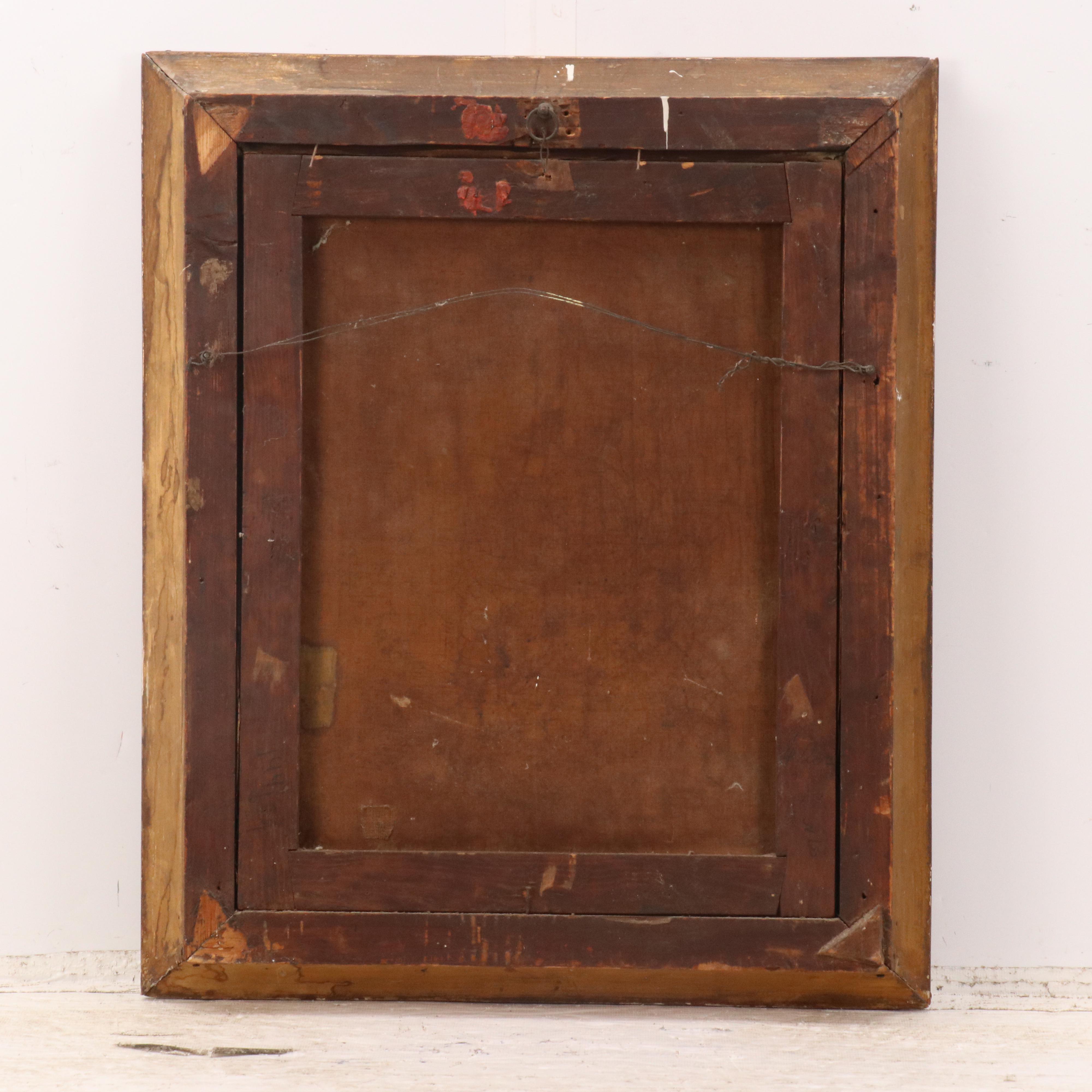 Portrait Oil Painting of Woman in Green Dress, Mid-19th Century