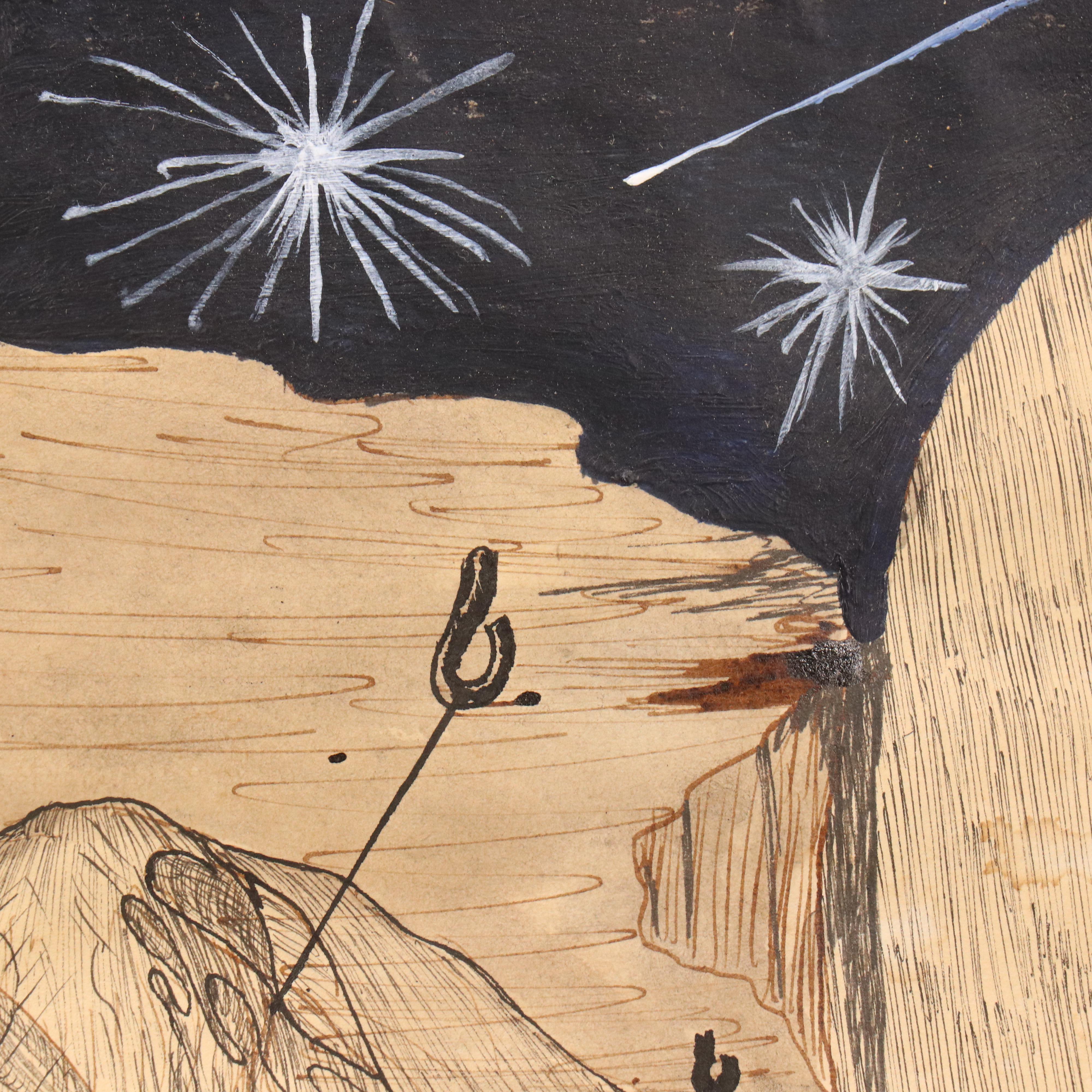 Thomas L. Willis Jr. Surrealist Mixed Media Drawing, 1969