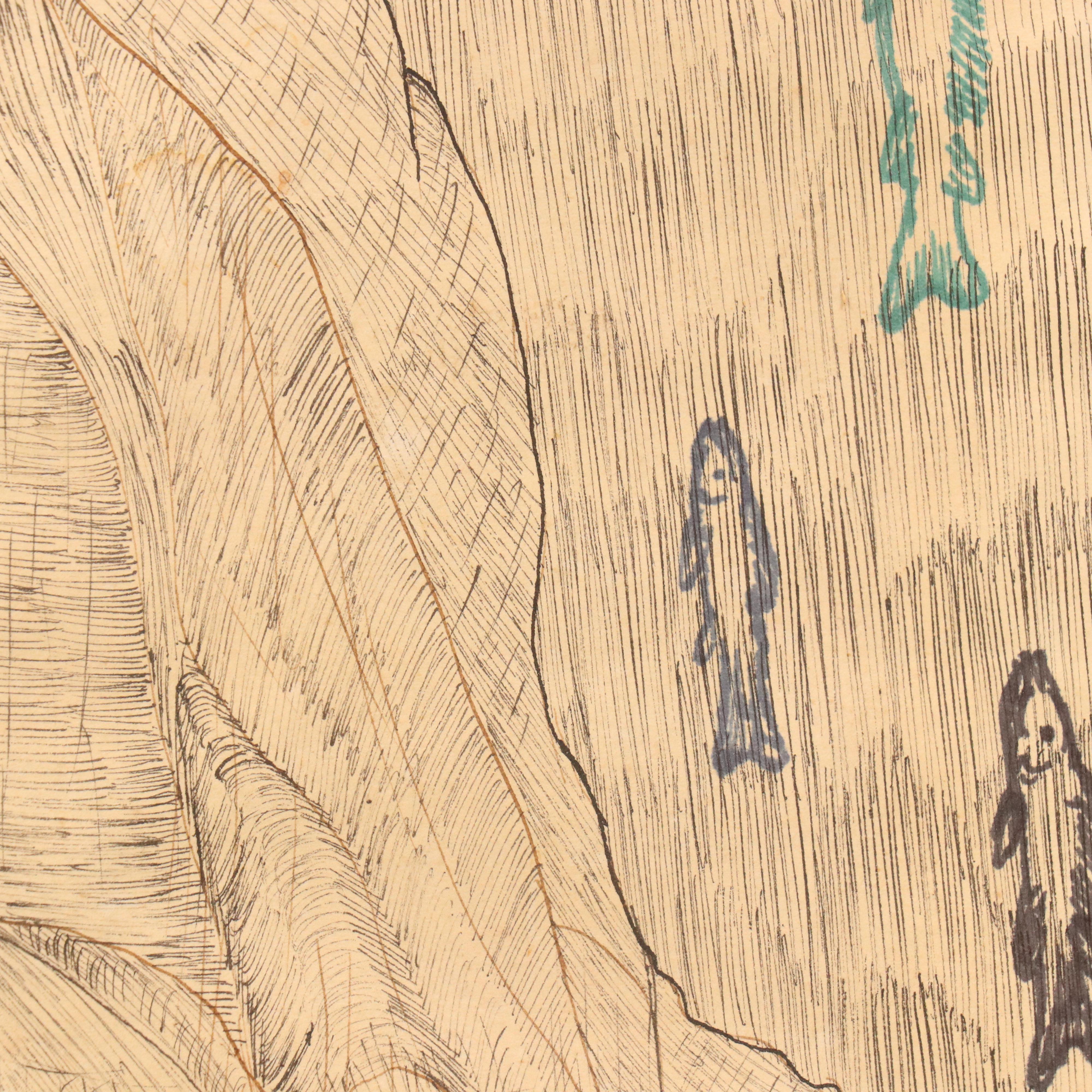 Thomas L. Willis Jr. Surrealist Mixed Media Drawing, 1969