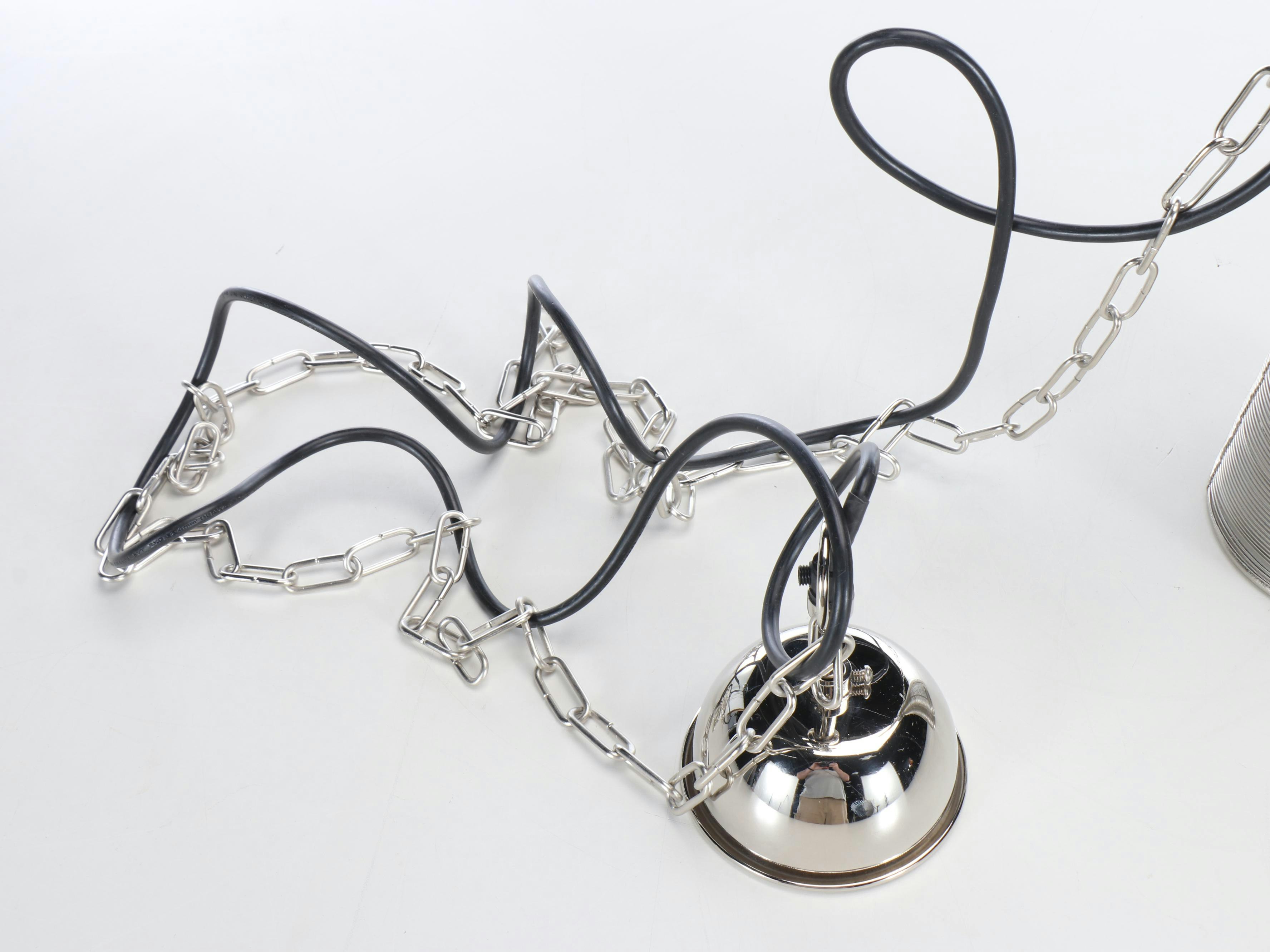 Sarreid Ltd. Contemporary Silver Brushed Wire Pendant