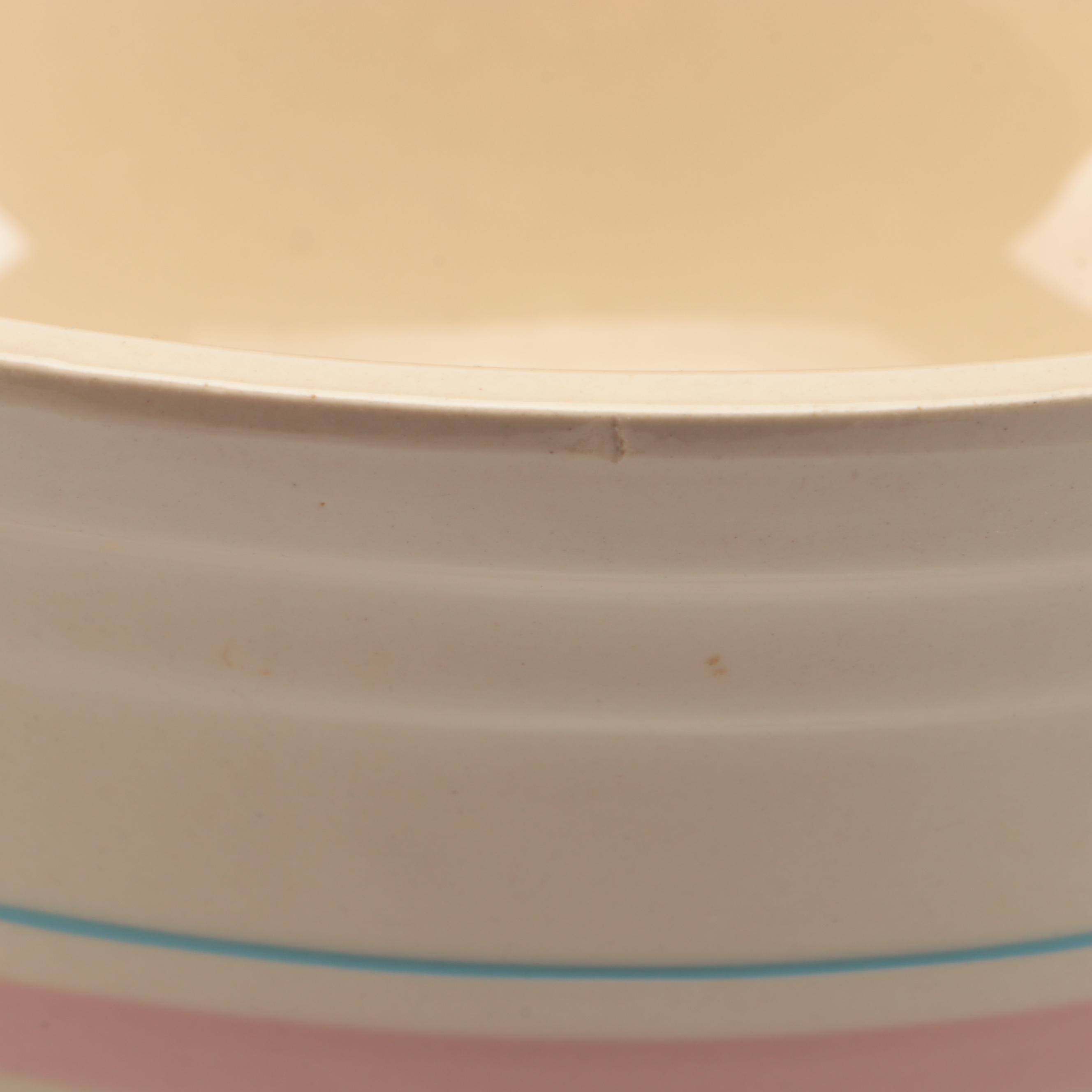 Universal Potteries with Other Yellowware Pink and Blue Banded Bowls