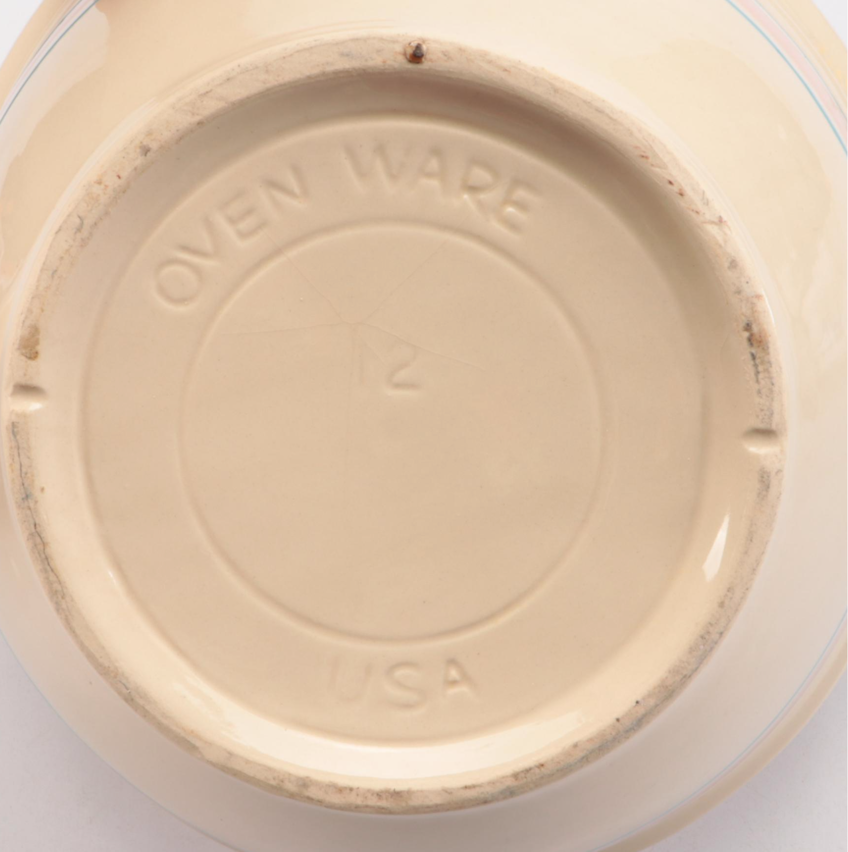 Universal Potteries with Other Yellowware Pink and Blue Banded Bowls