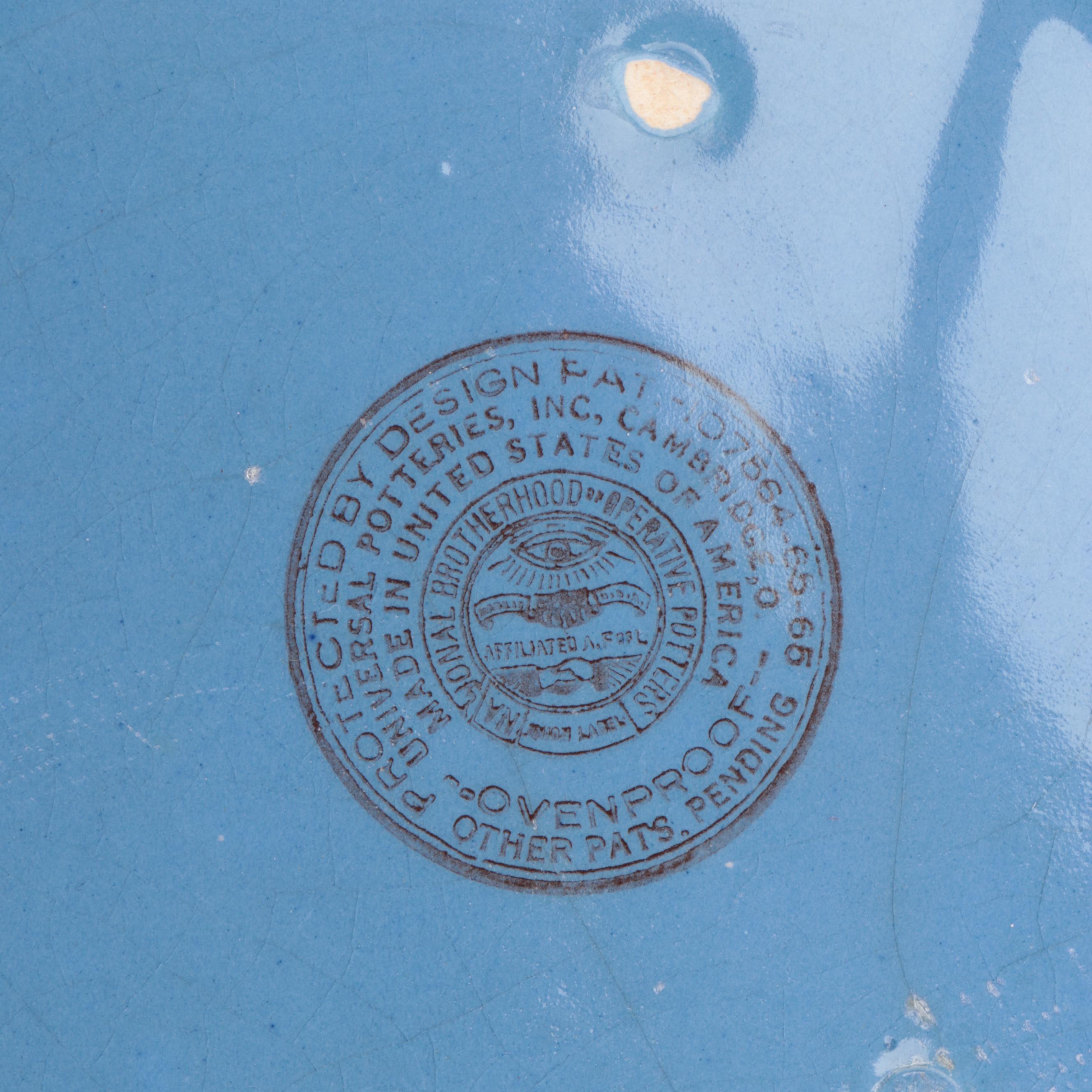 Universal Potteries with Other Yellowware Pink and Blue Banded Bowls