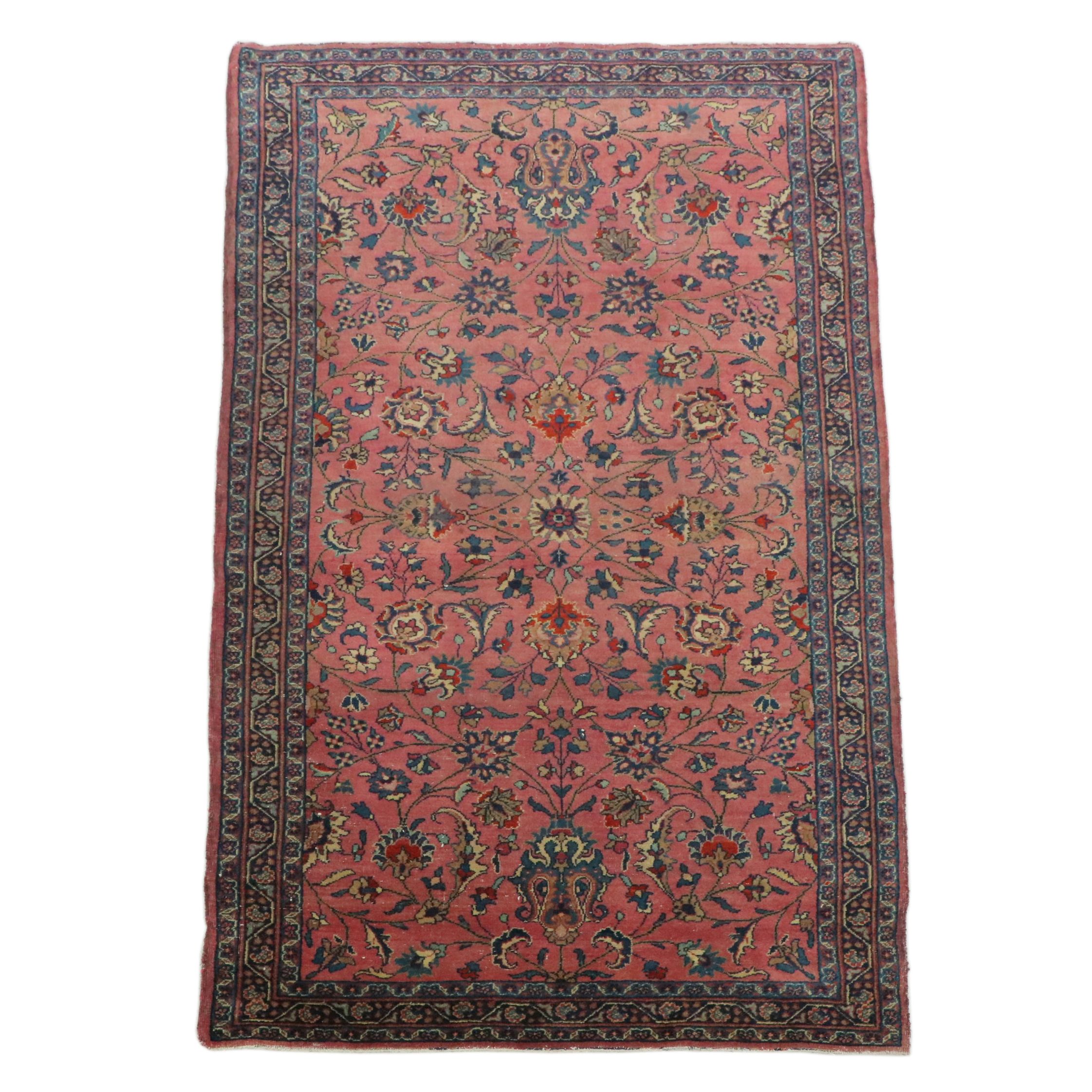 4'1 x 7'5 Hand-Knotted Persian Mehriban Style Area Rug