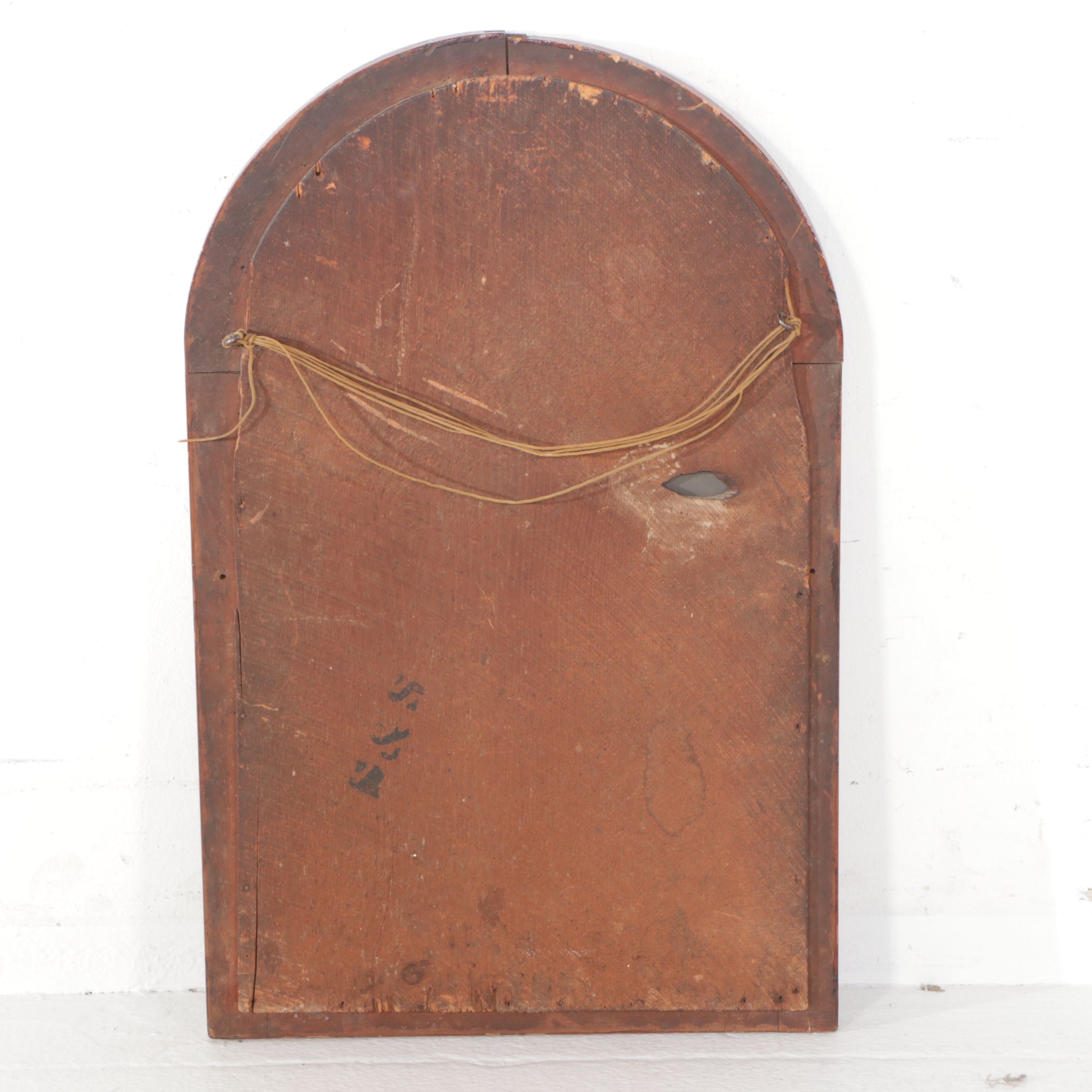 Carved Wooden Arched Wall Mirror, Late 19th/Early 20th Century