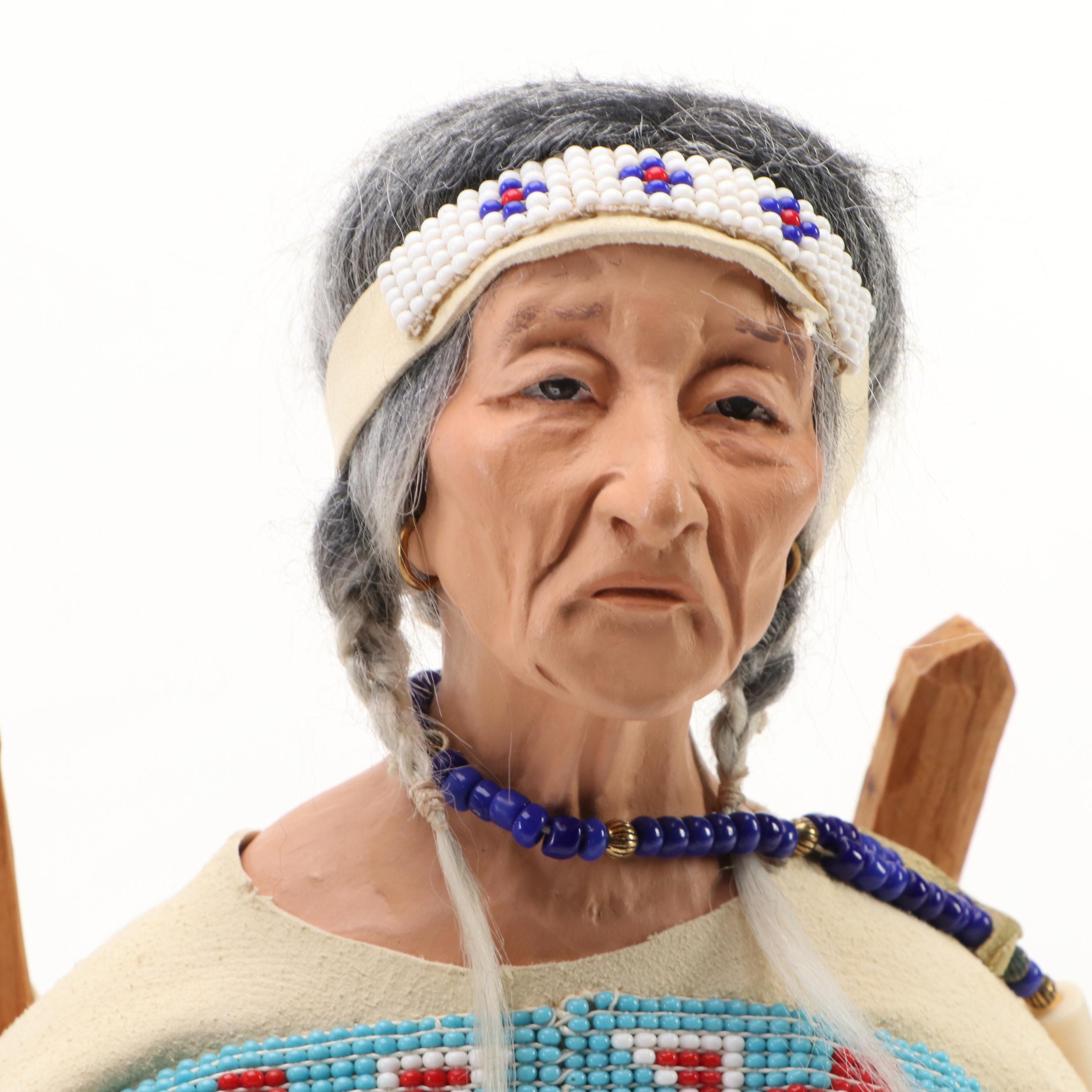 June Goodnow Sioux Bisque Dolls with Beaded Clothing, 20th Century