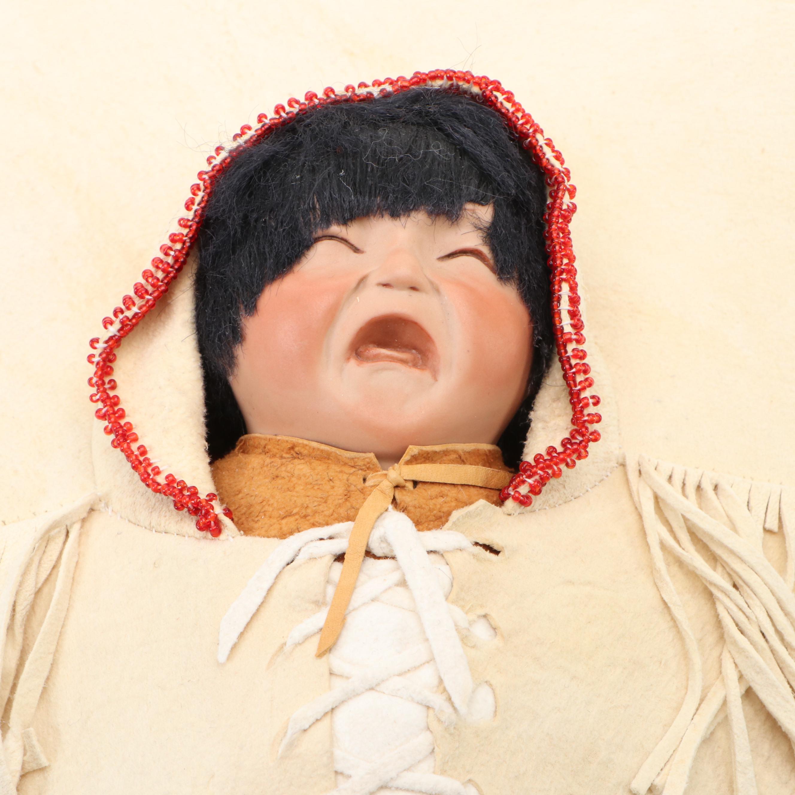 June Goodnow Sioux Bisque Dolls with Beaded Clothing, 20th Century