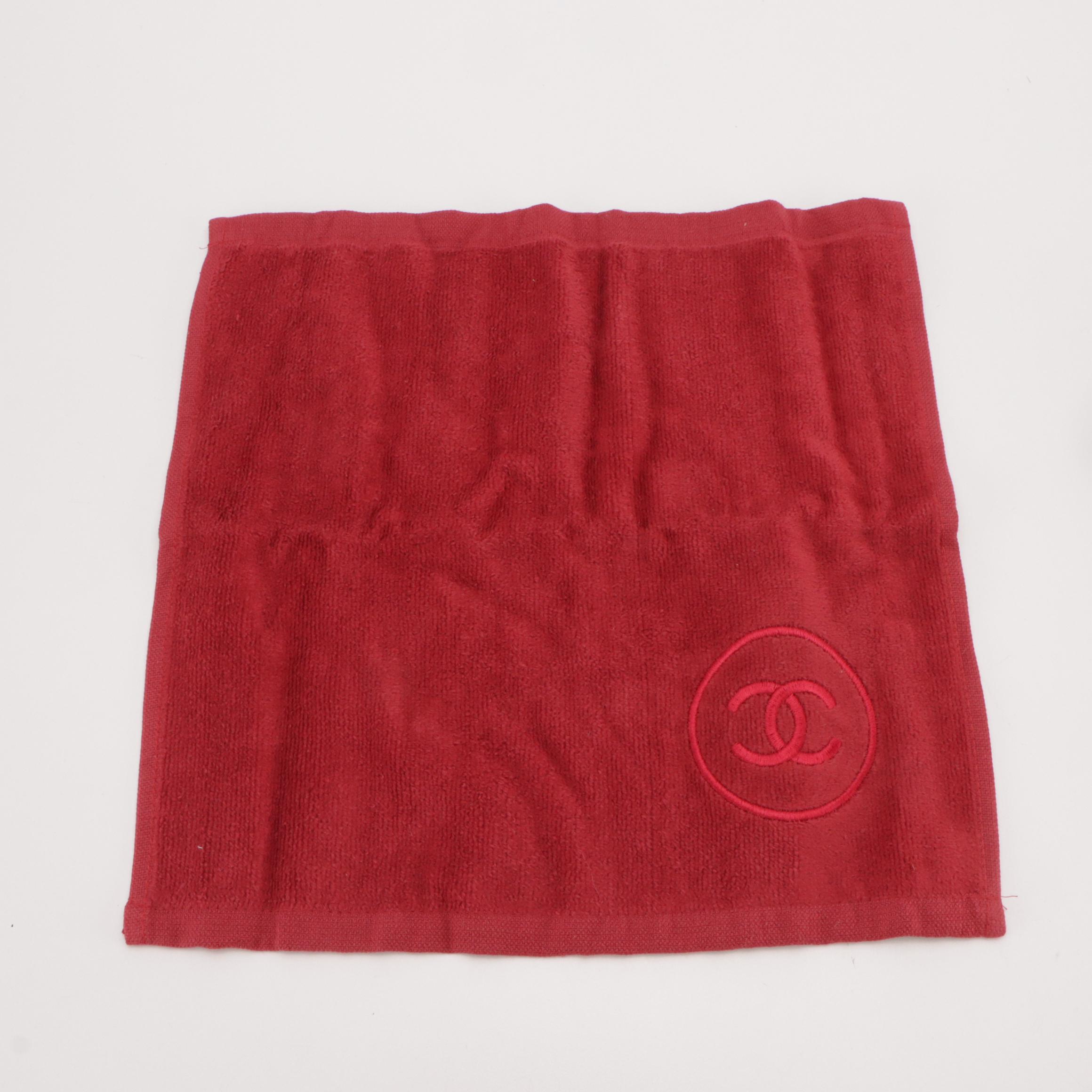 Chanel Beauté Hand Towel Set in Red Cotton, With Box
