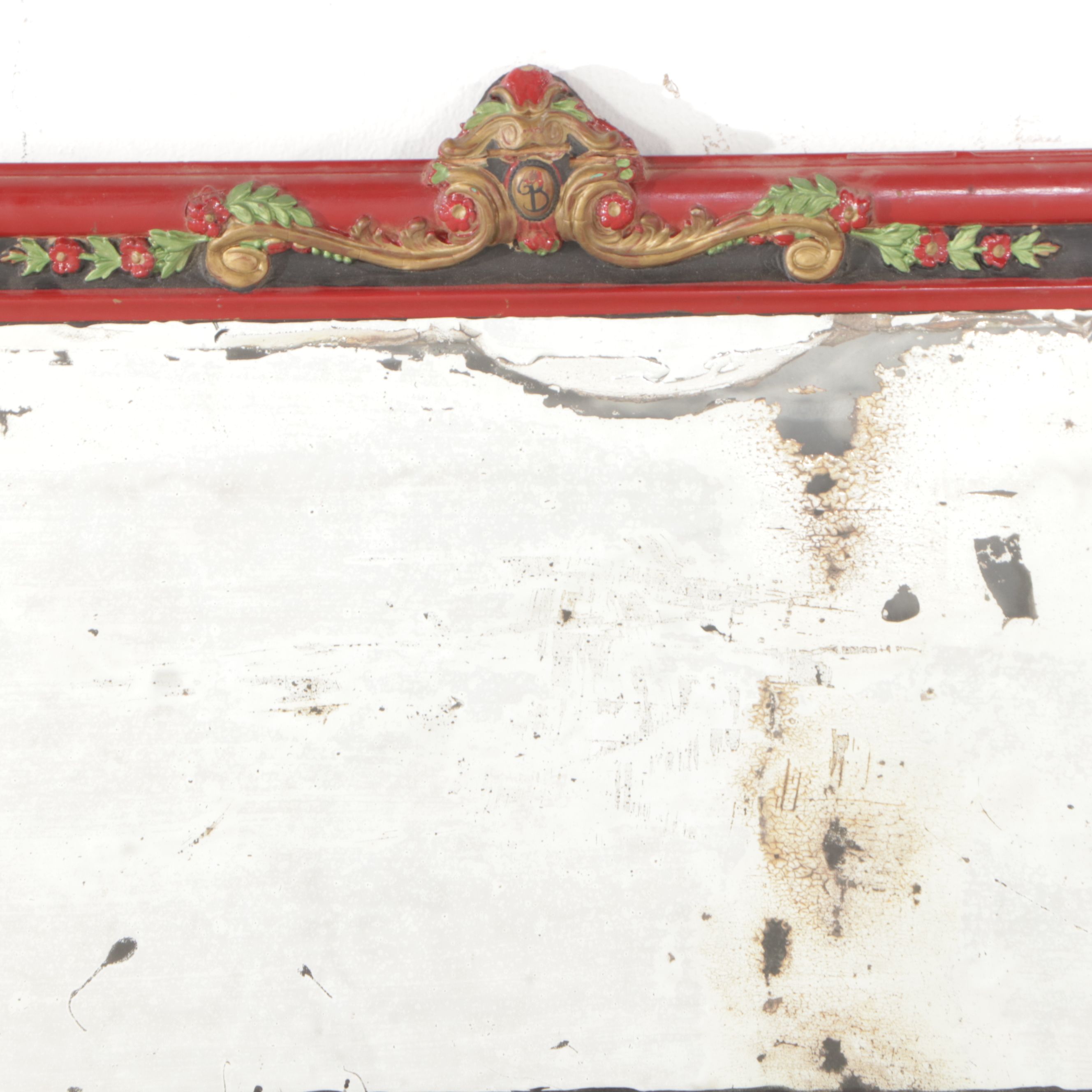 Painted Art Nouveau Style Rectangular Buffet Mirror, Late 19th/Early 20th C.