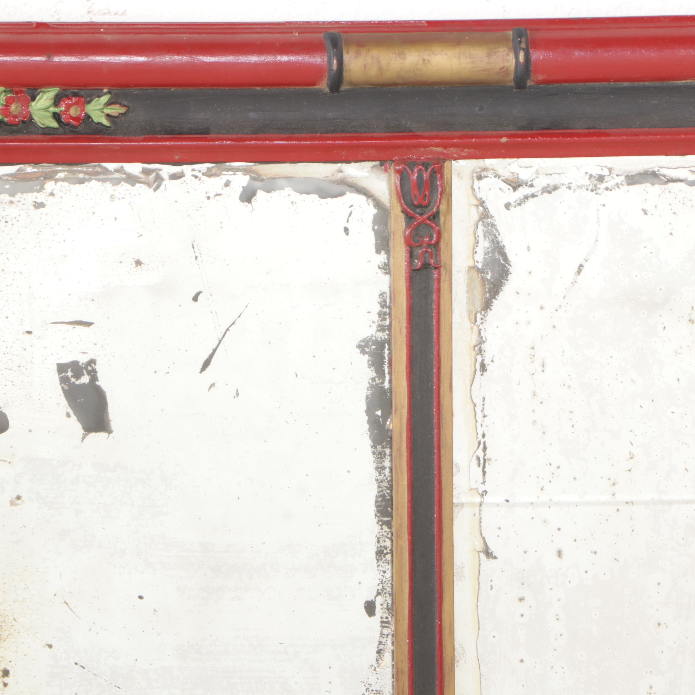 Painted Art Nouveau Style Rectangular Buffet Mirror, Late 19th/Early 20th C.