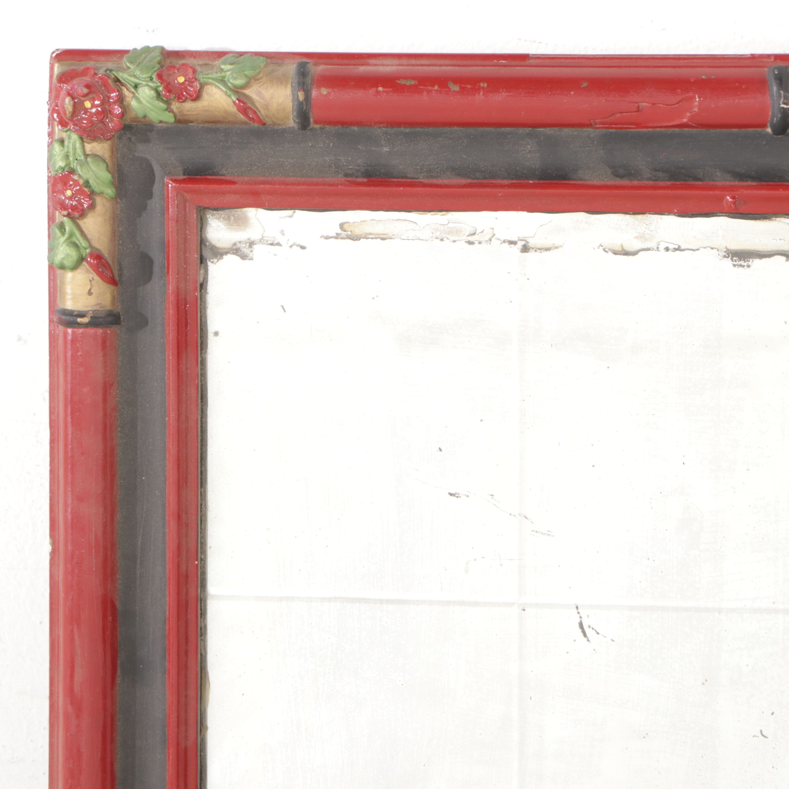 Painted Art Nouveau Style Rectangular Buffet Mirror, Late 19th/Early 20th C.