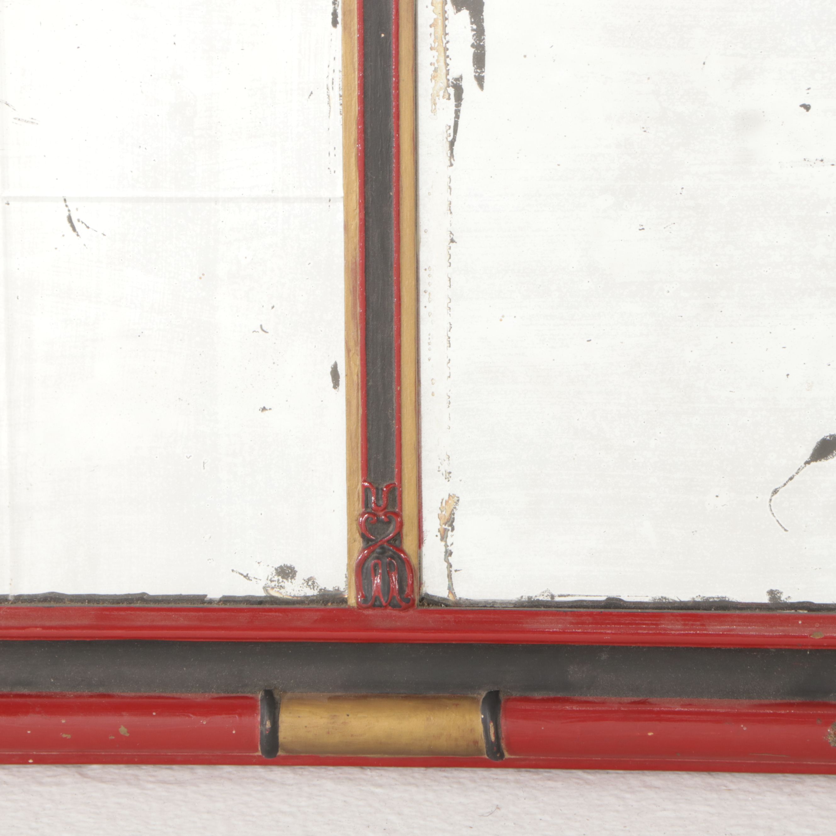 Painted Art Nouveau Style Rectangular Buffet Mirror, Late 19th/Early 20th C.