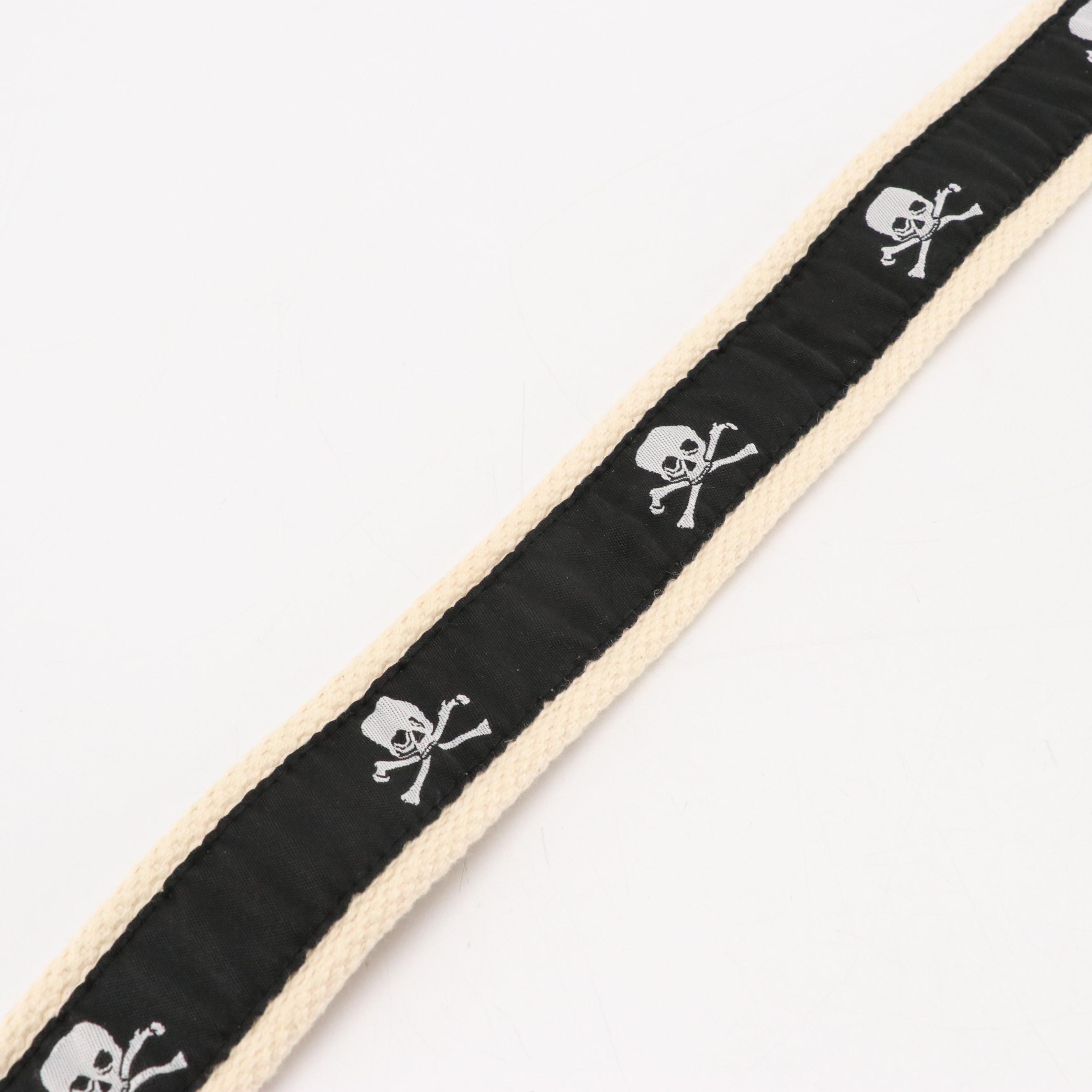 Rugby Ralph Lauren Skull and Bones Belt in Black & White Canvas