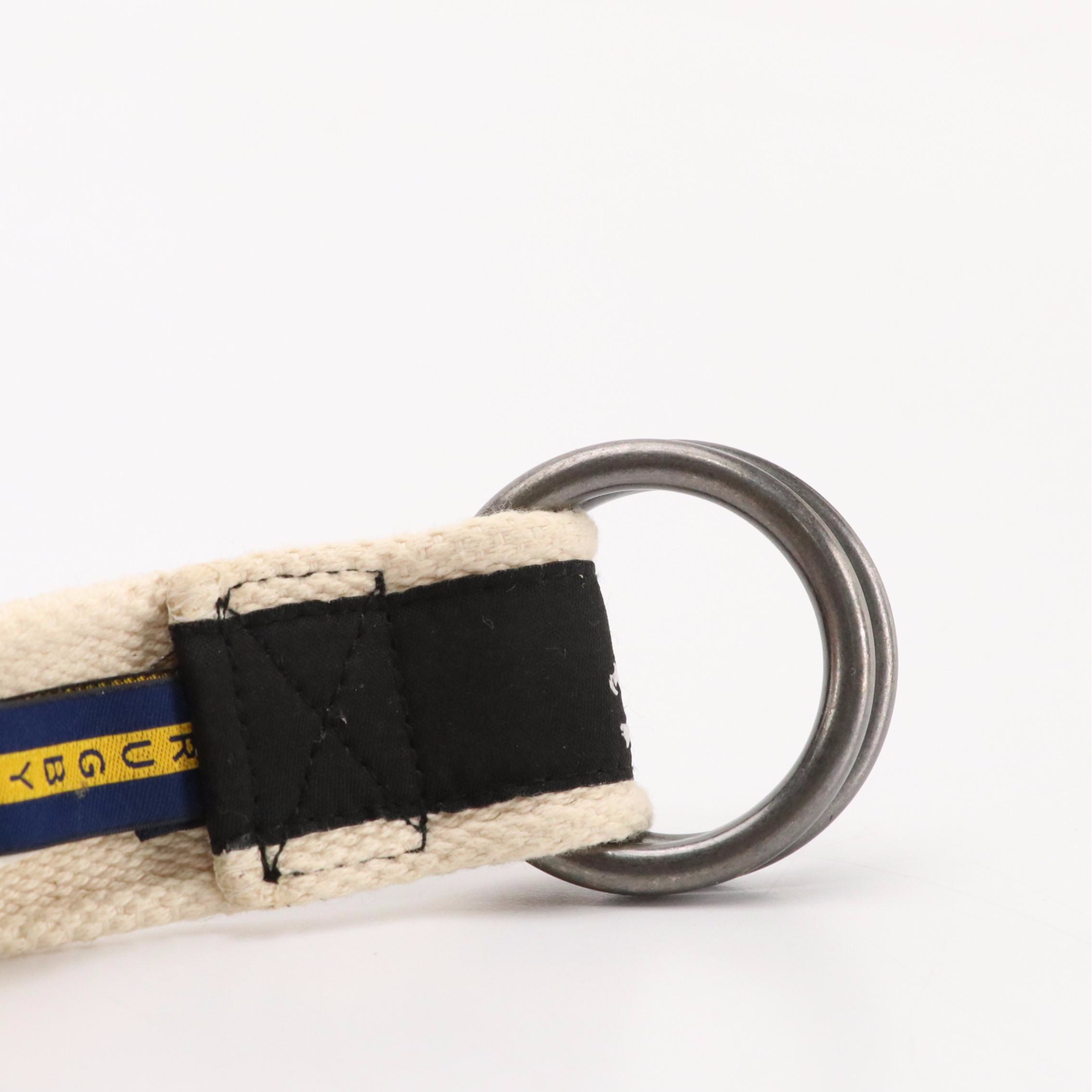 Rugby Ralph Lauren Skull and Bones Belt in Black & White Canvas