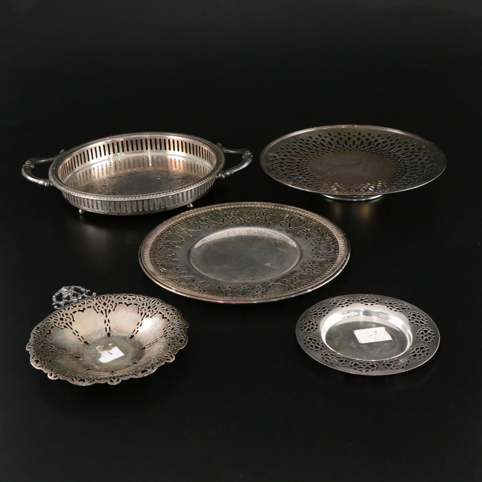 Filigree Silver Plate Collection Includes William Rogers Bottle Coaster