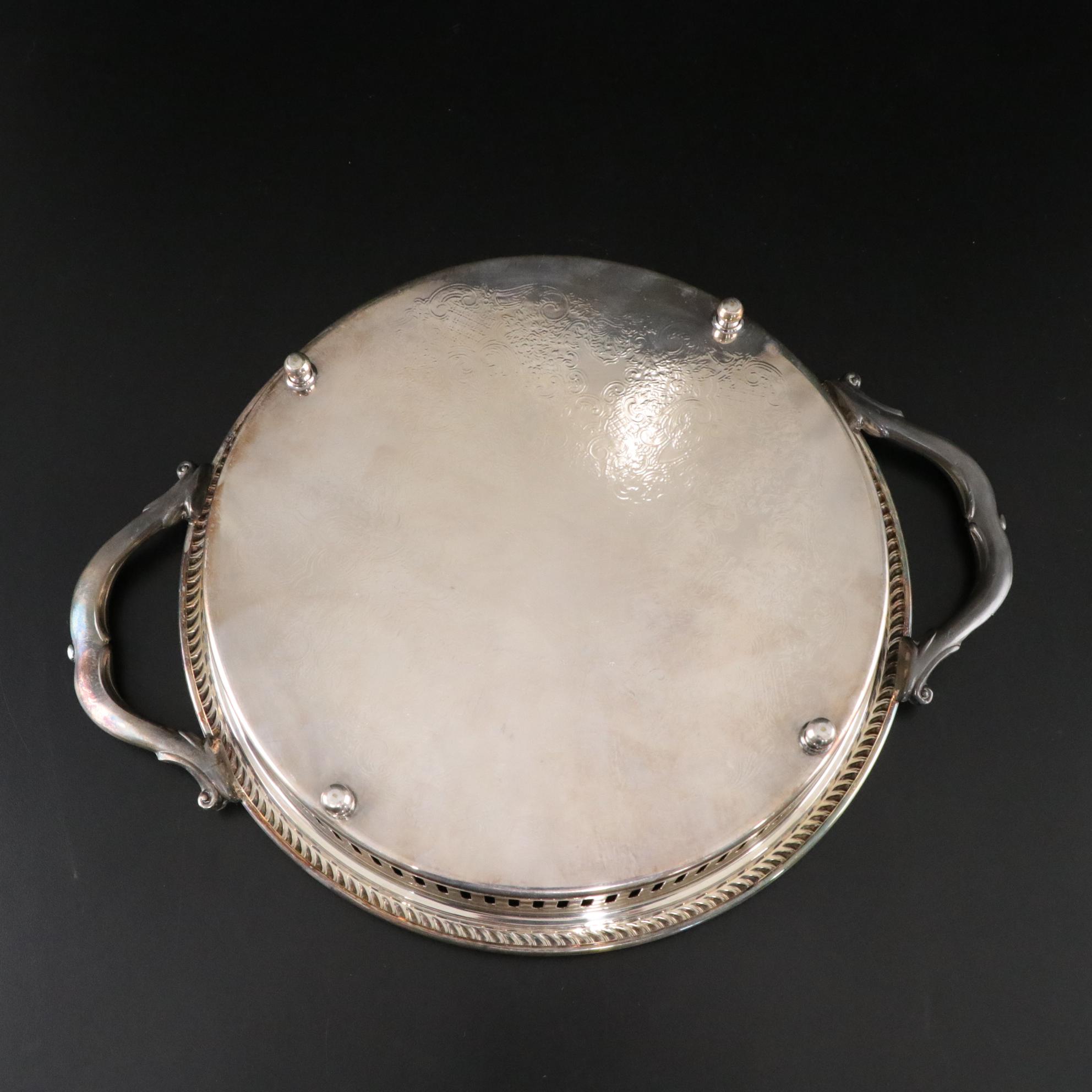 Filigree Silver Plate Collection Includes William Rogers Bottle Coaster