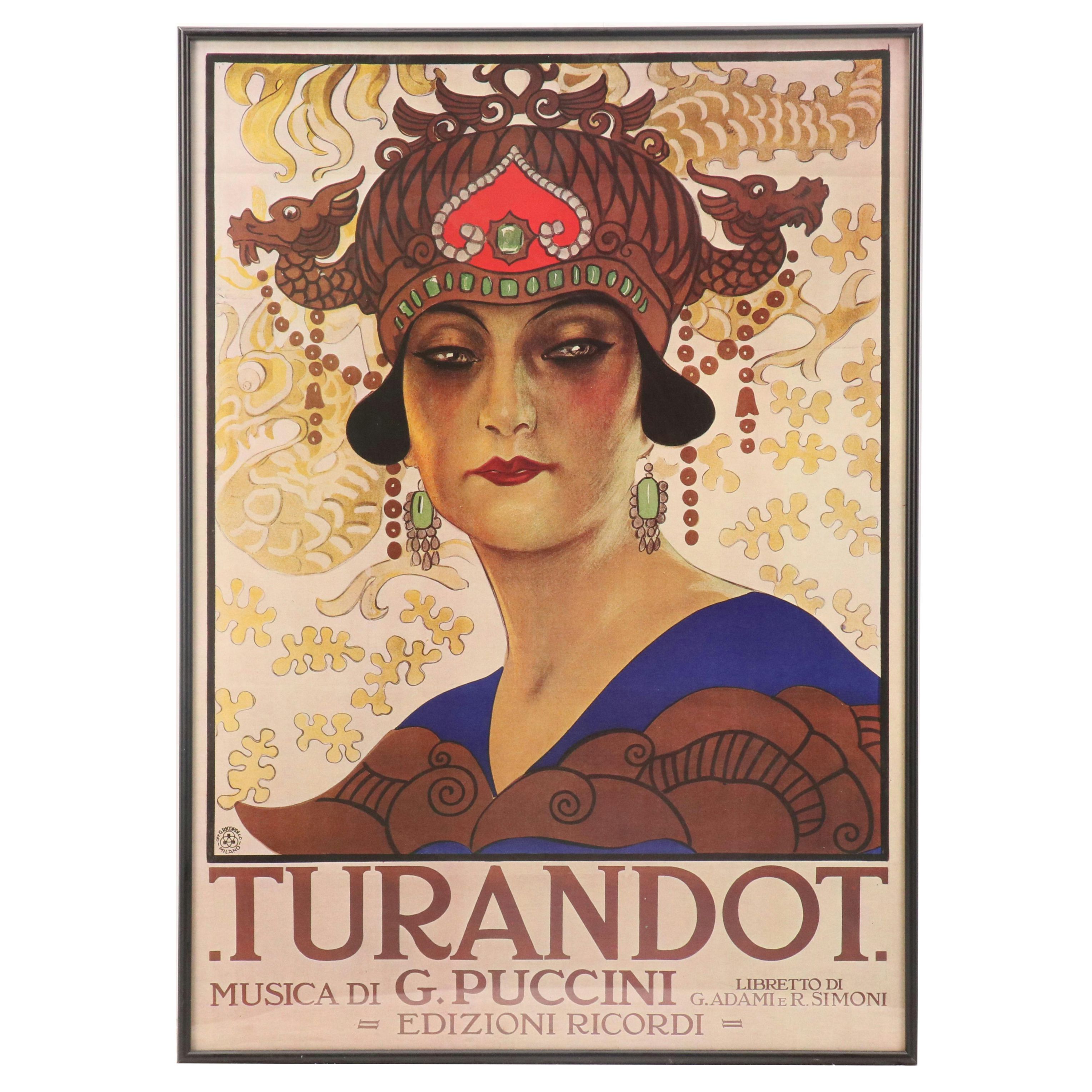 Reproduction Offset Lithograph "Turandot" Opera Poster