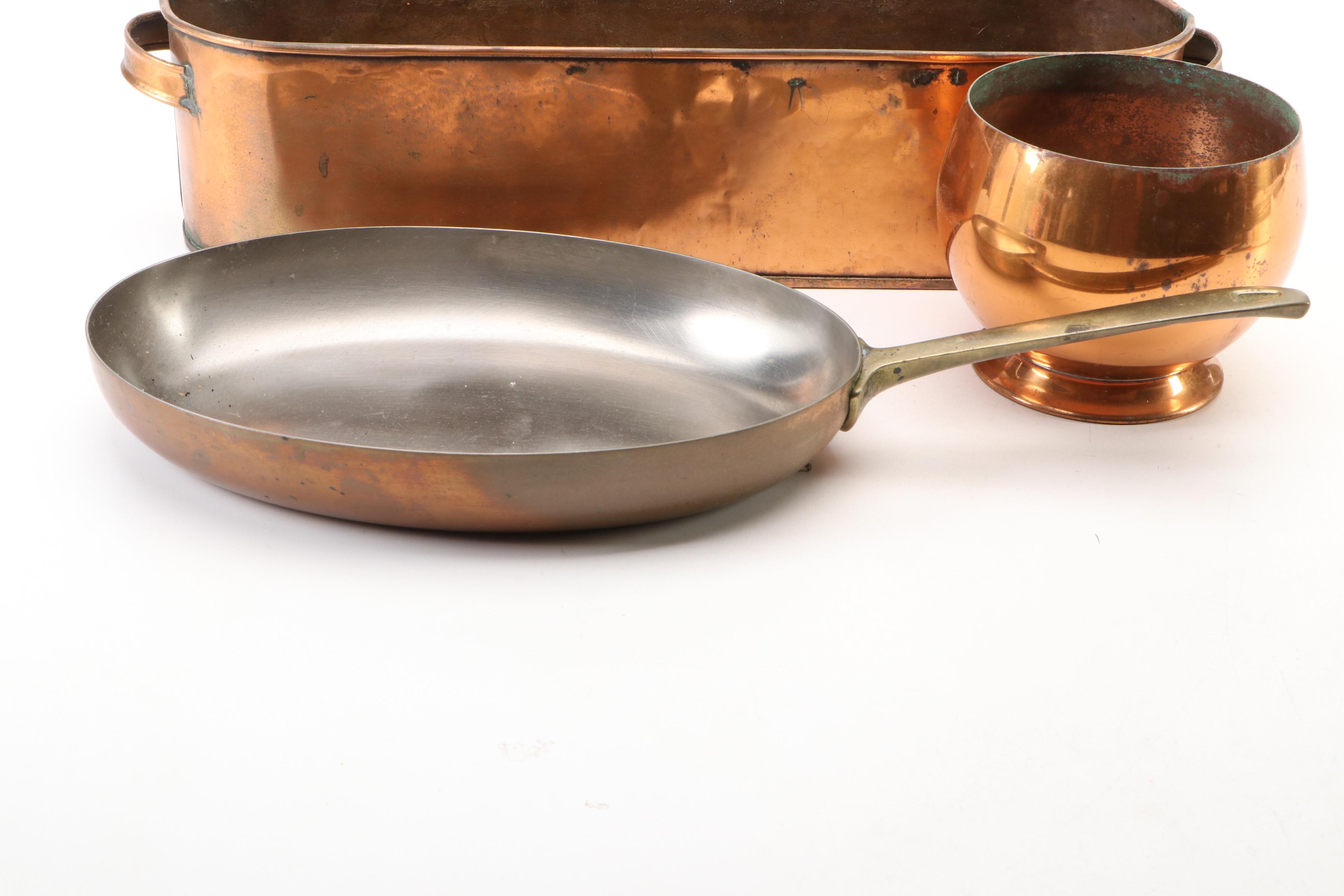 Paul Revere Copper Finish Pan with Other Cookware and Bowls