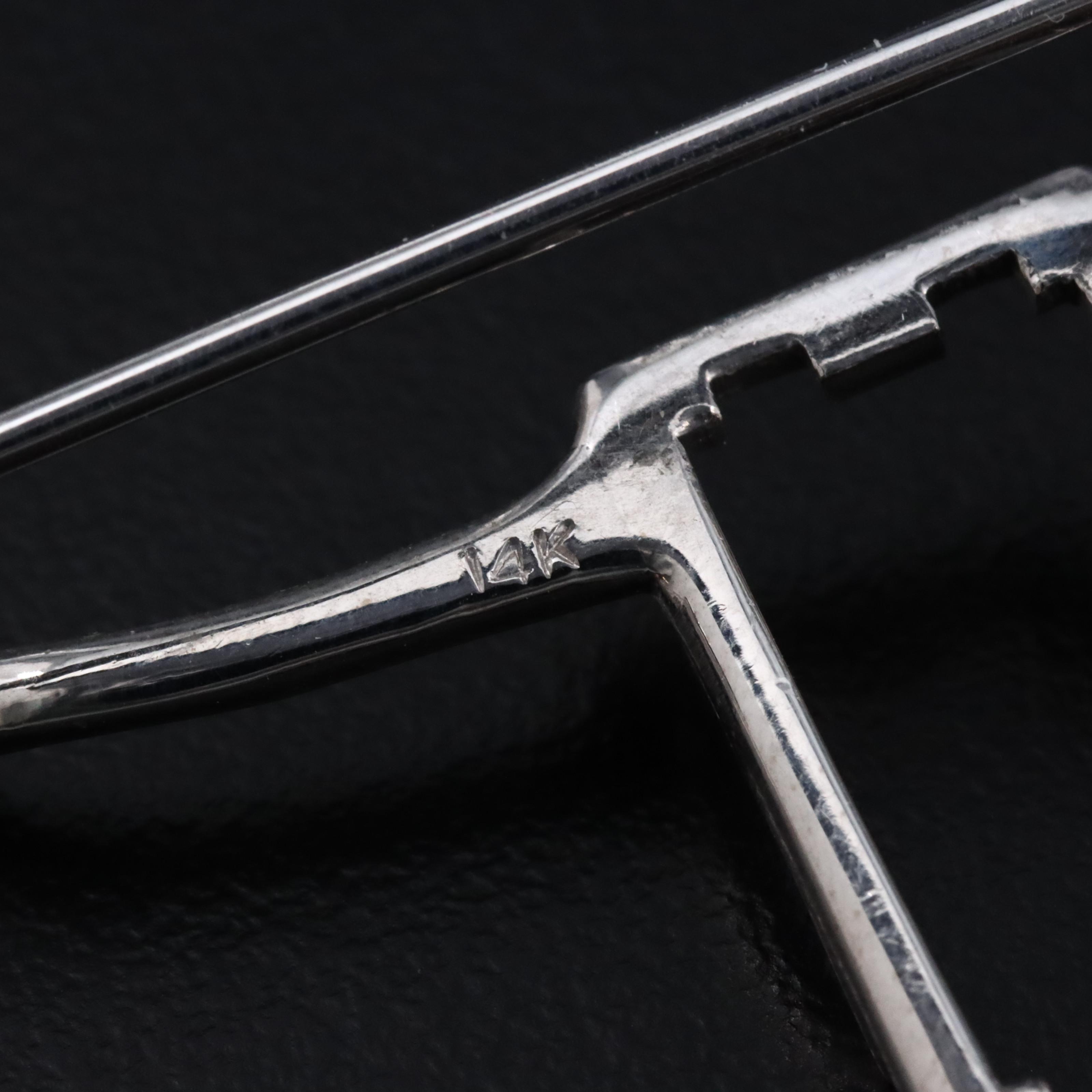 14K 0.94 CTW Diamond and Sapphire Duette Converter Brooch with Platinum Accents