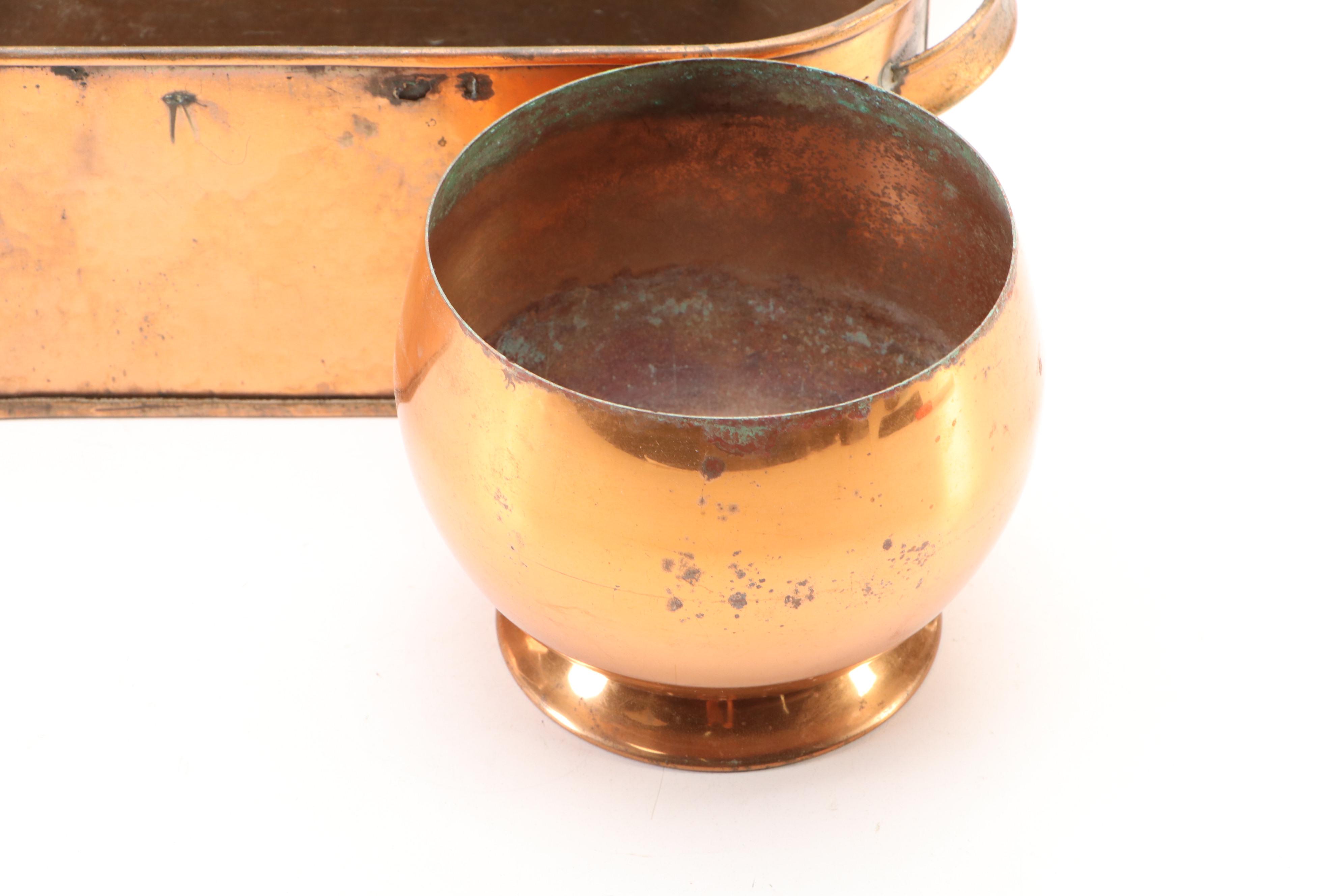Paul Revere Copper Finish Pan with Other Cookware and Bowls
