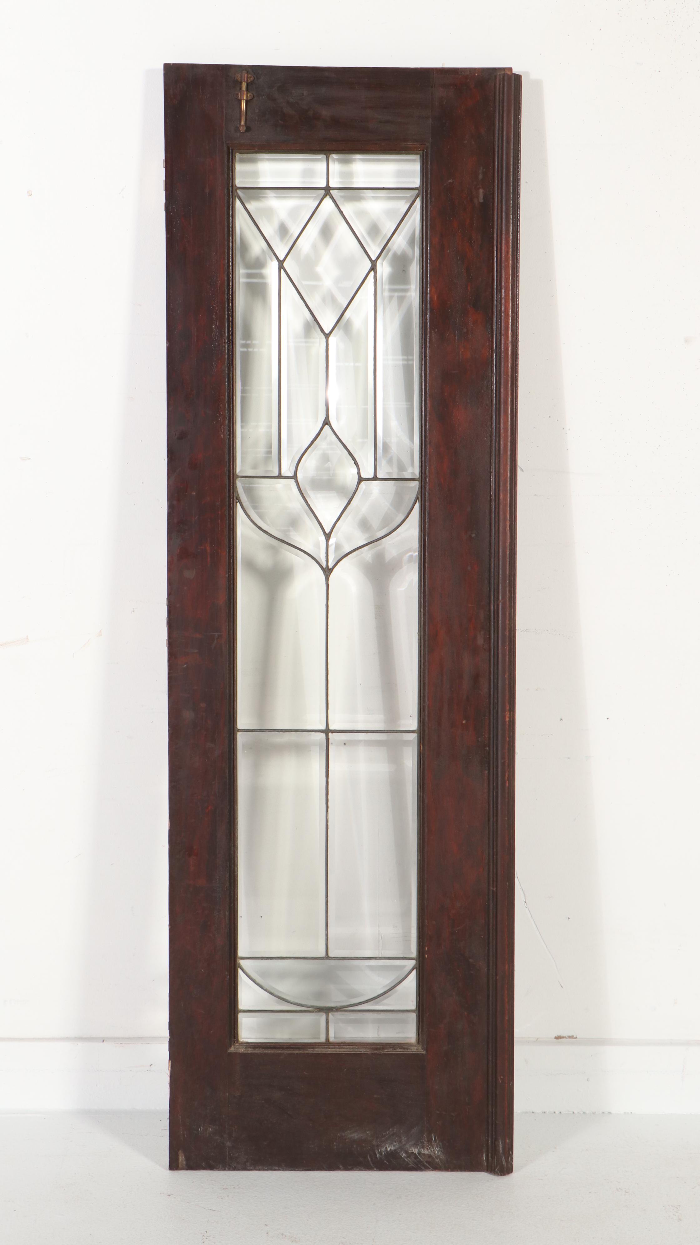Arts & Crafts Wood and Beveled Glass Door, Early 20th Century