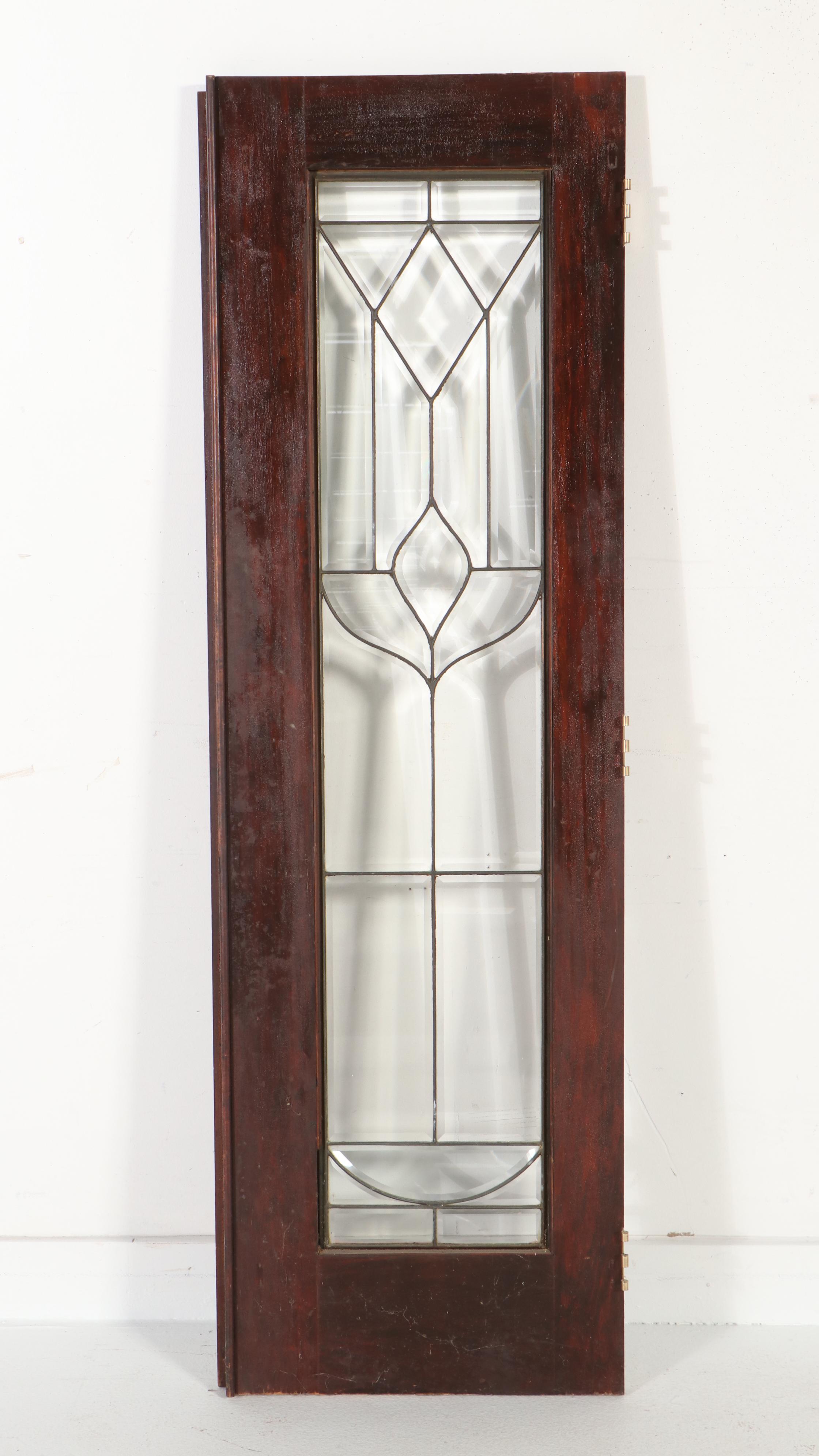 Arts & Crafts Wood and Beveled Glass Door, Early 20th Century