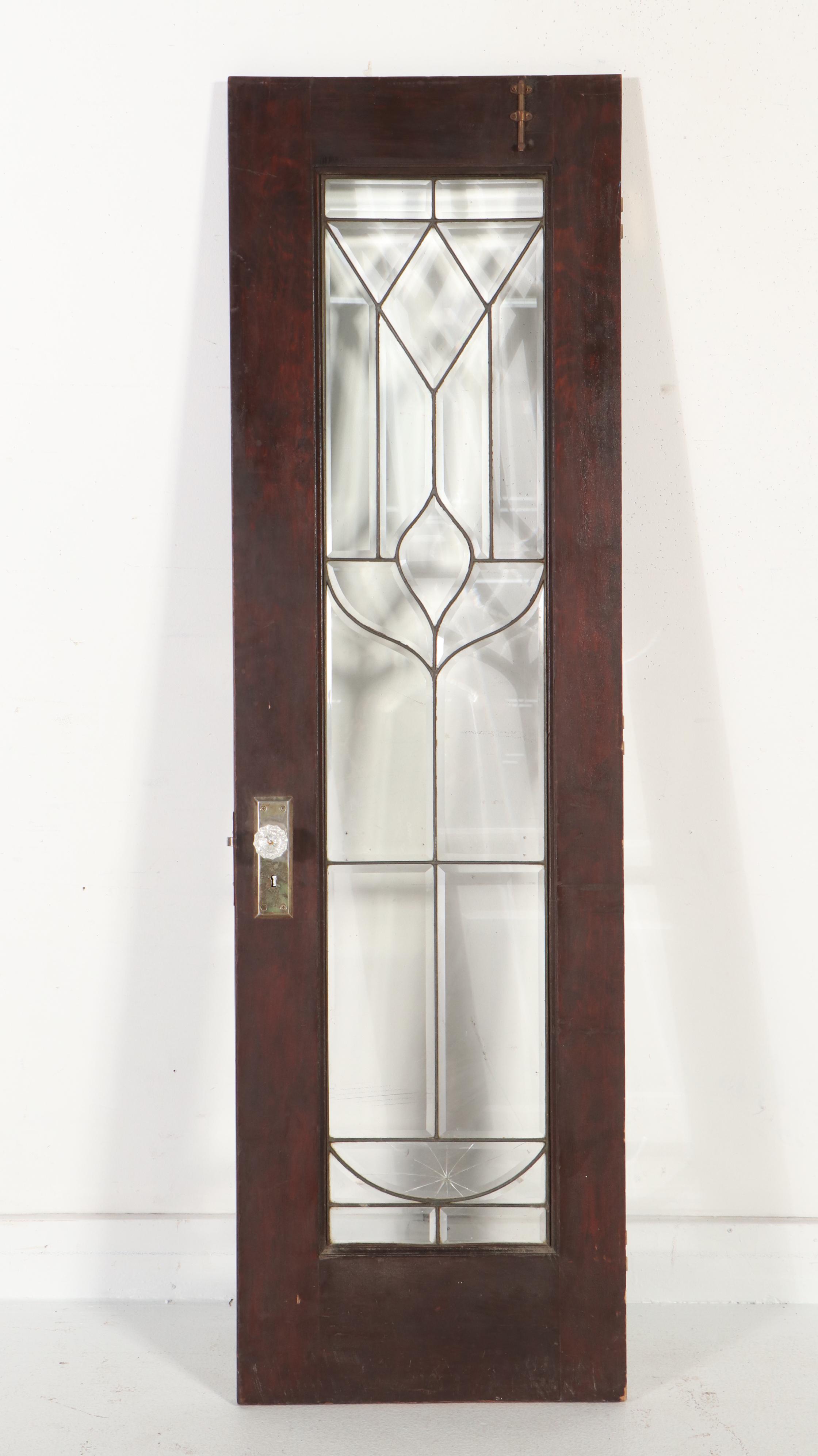 Arts & Crafts Wood and Beveled Glass Door, Early 20th Century