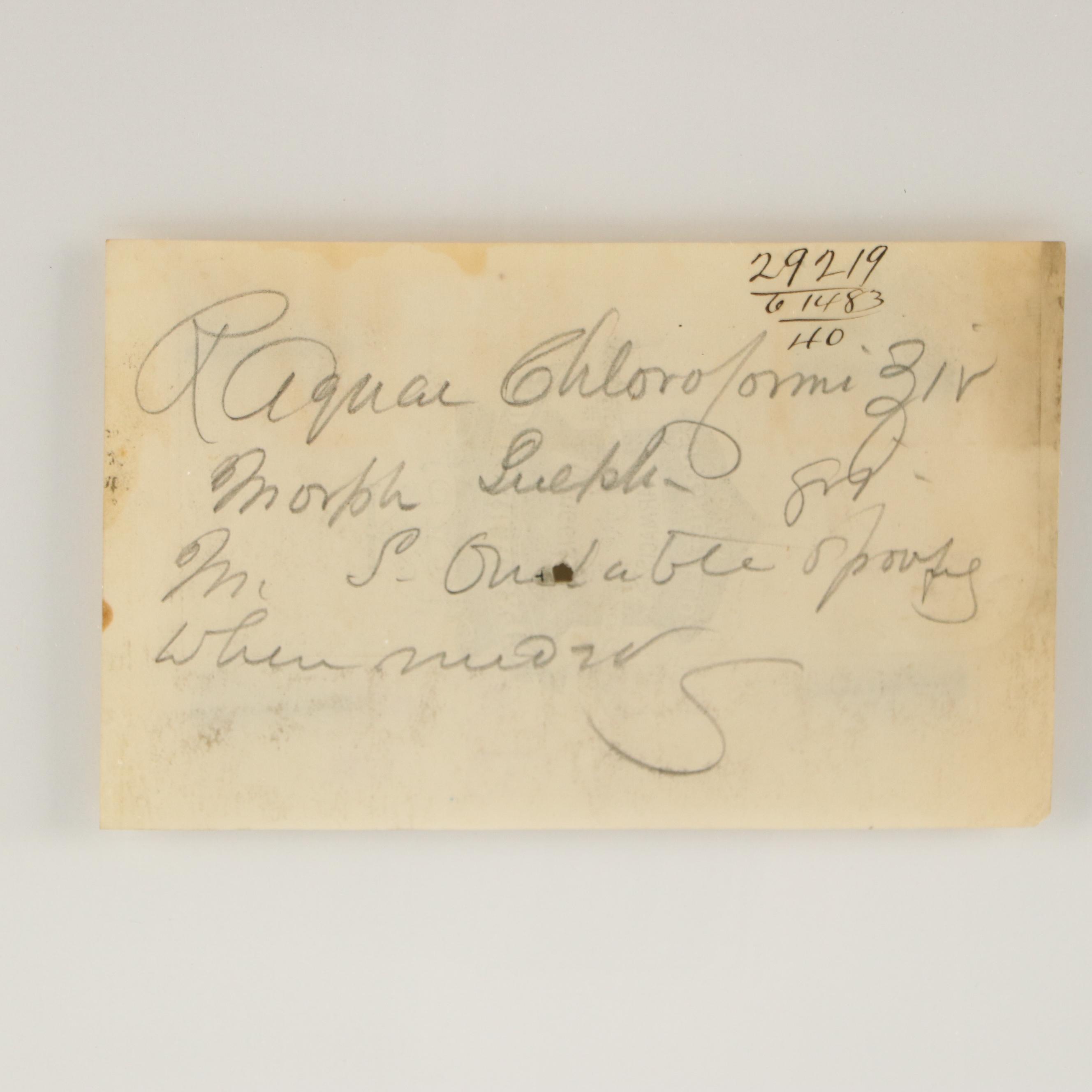 Prescription Form for Chloroform, 1883