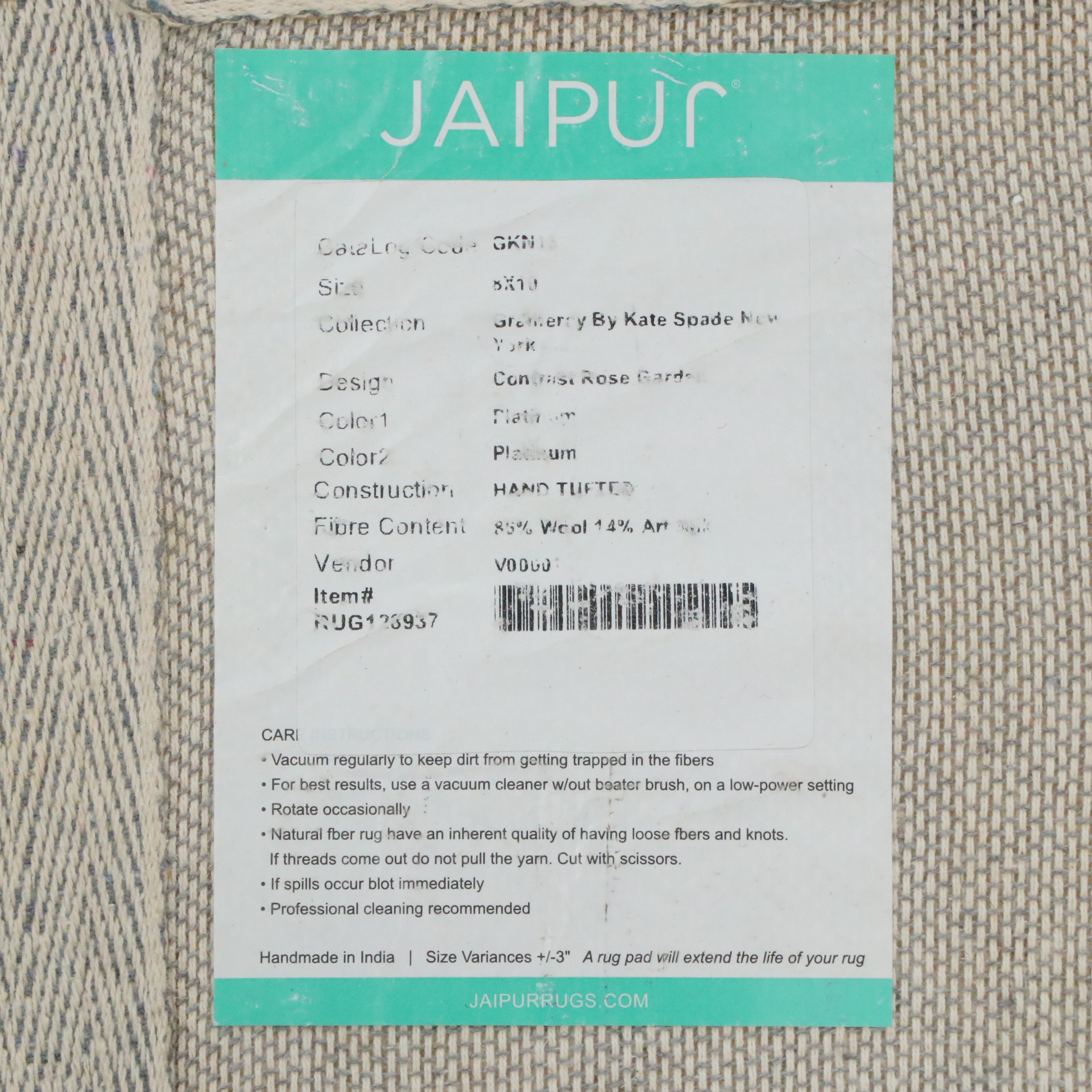 8' x 9'11 Hand-Tufted Kate Spade Gramercy for Jaipur Area Rug