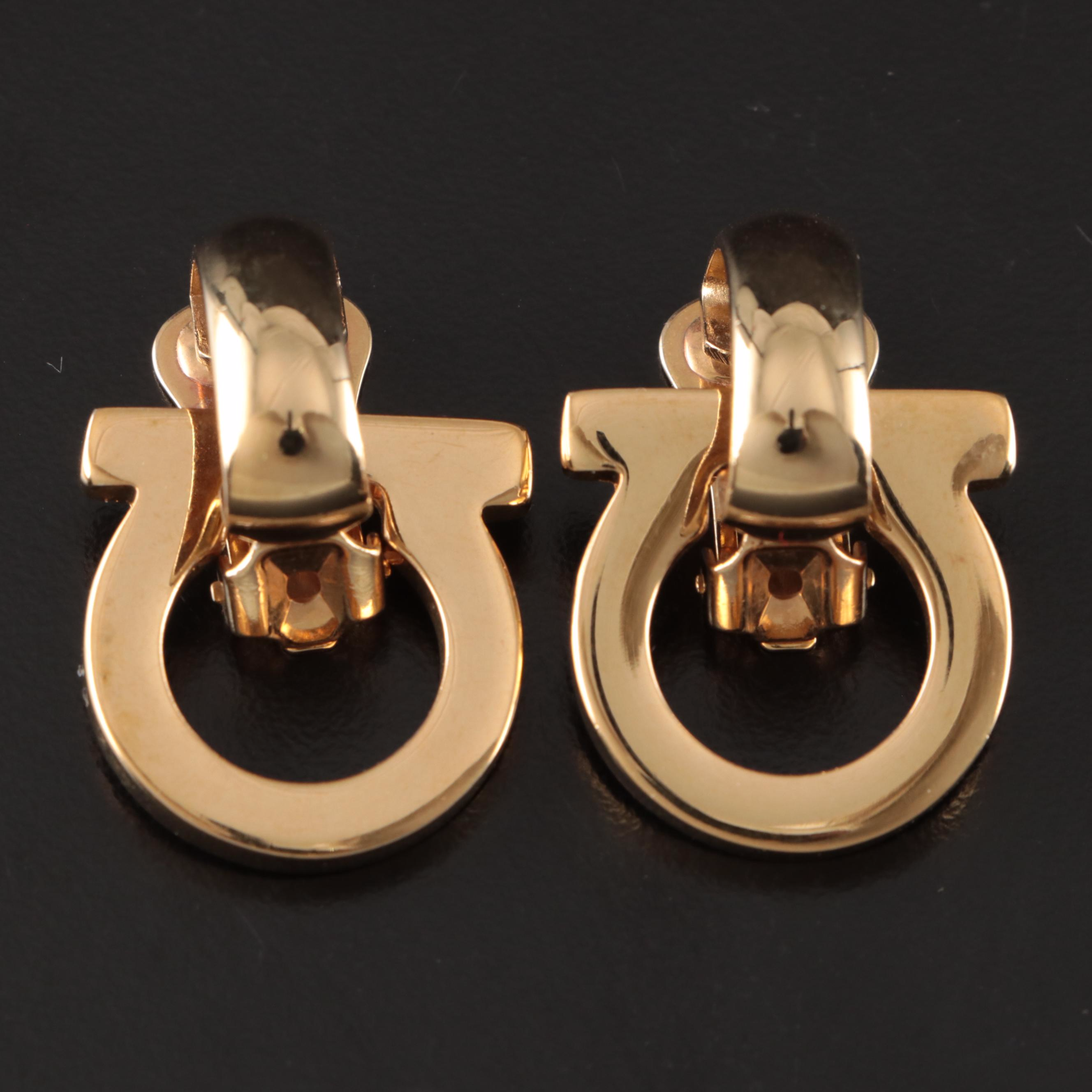 Salvatore Ferragamo Gancini Drop Clip Earrings