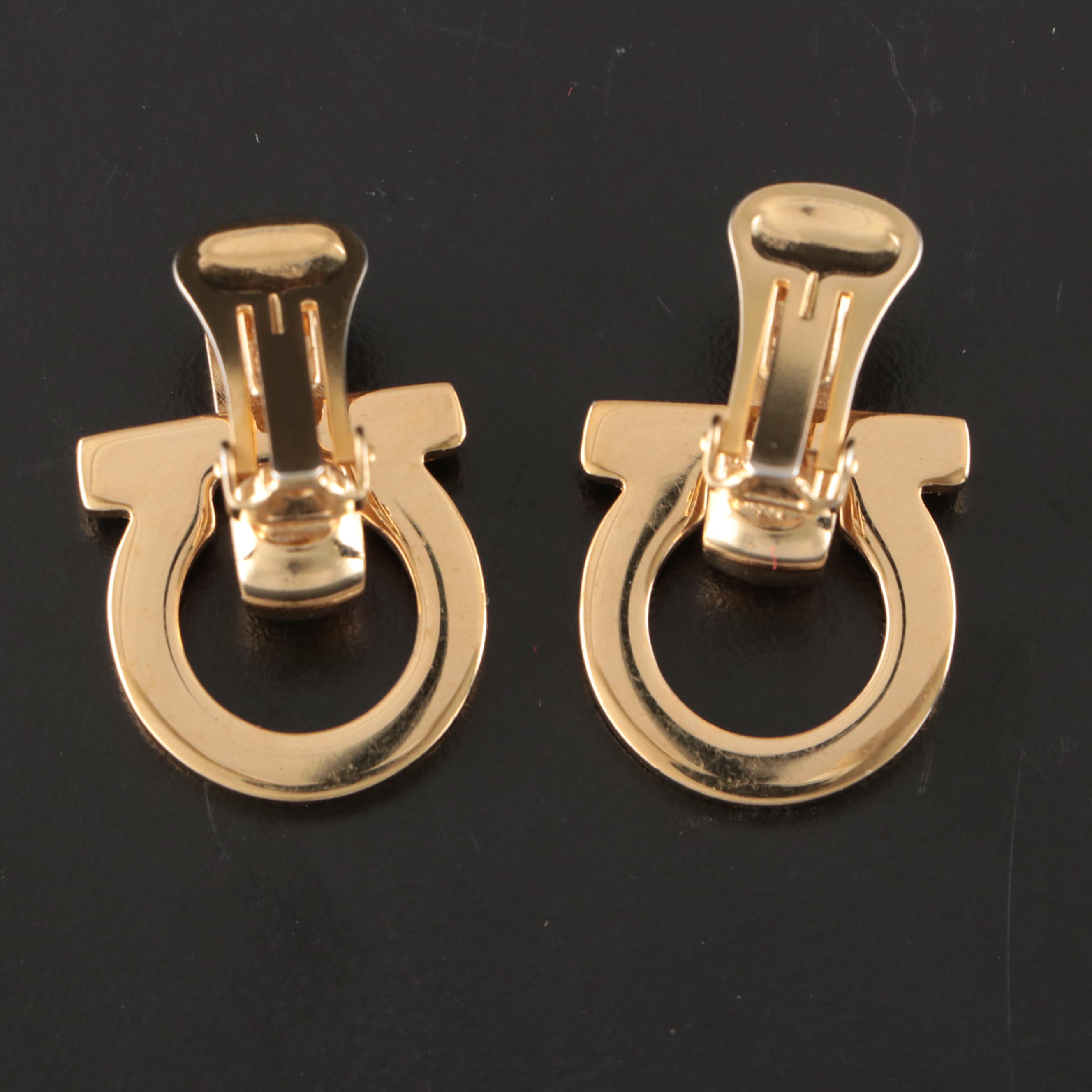 Salvatore Ferragamo Gancini Drop Clip Earrings