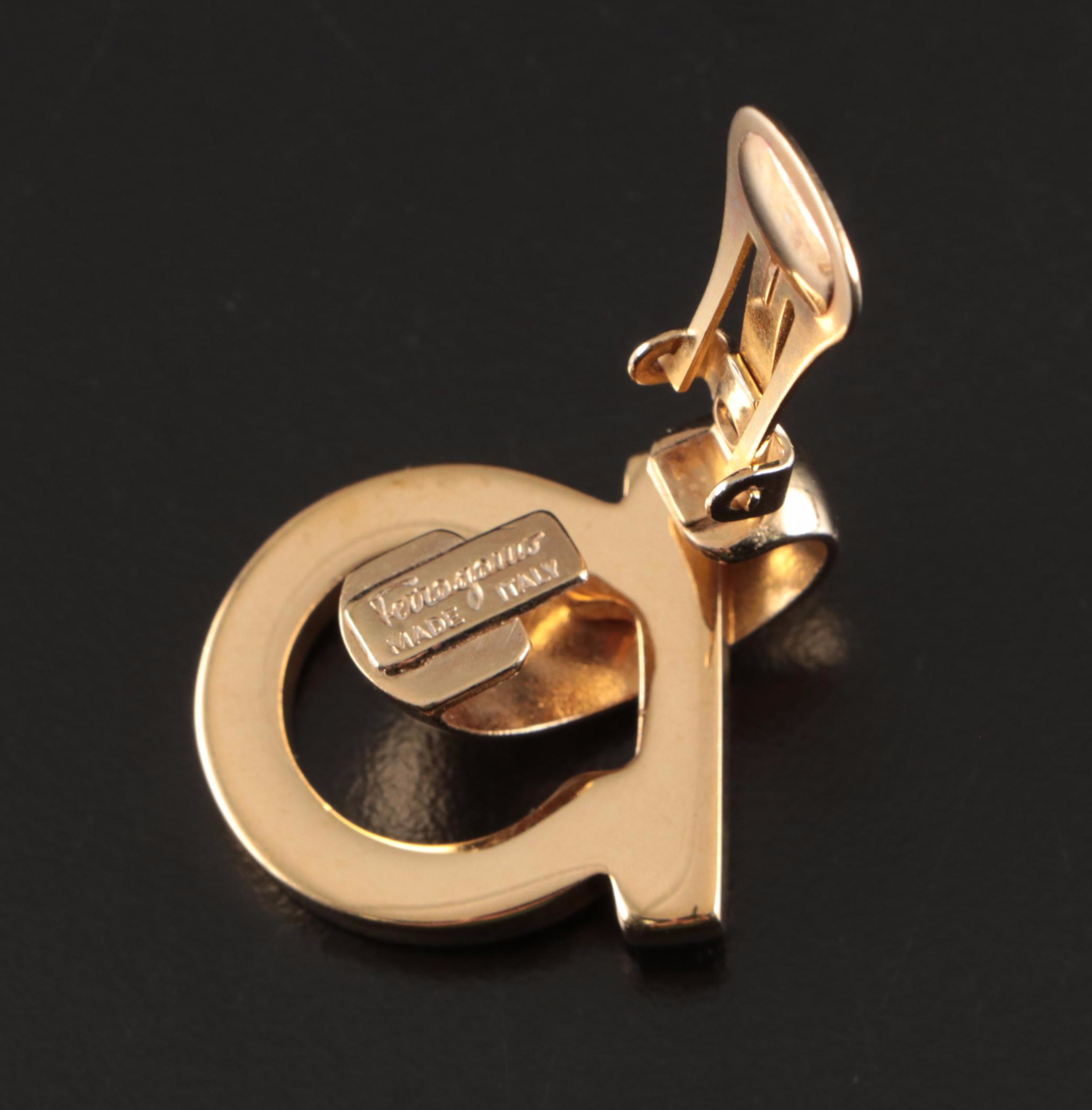 Salvatore Ferragamo Gancini Drop Clip Earrings